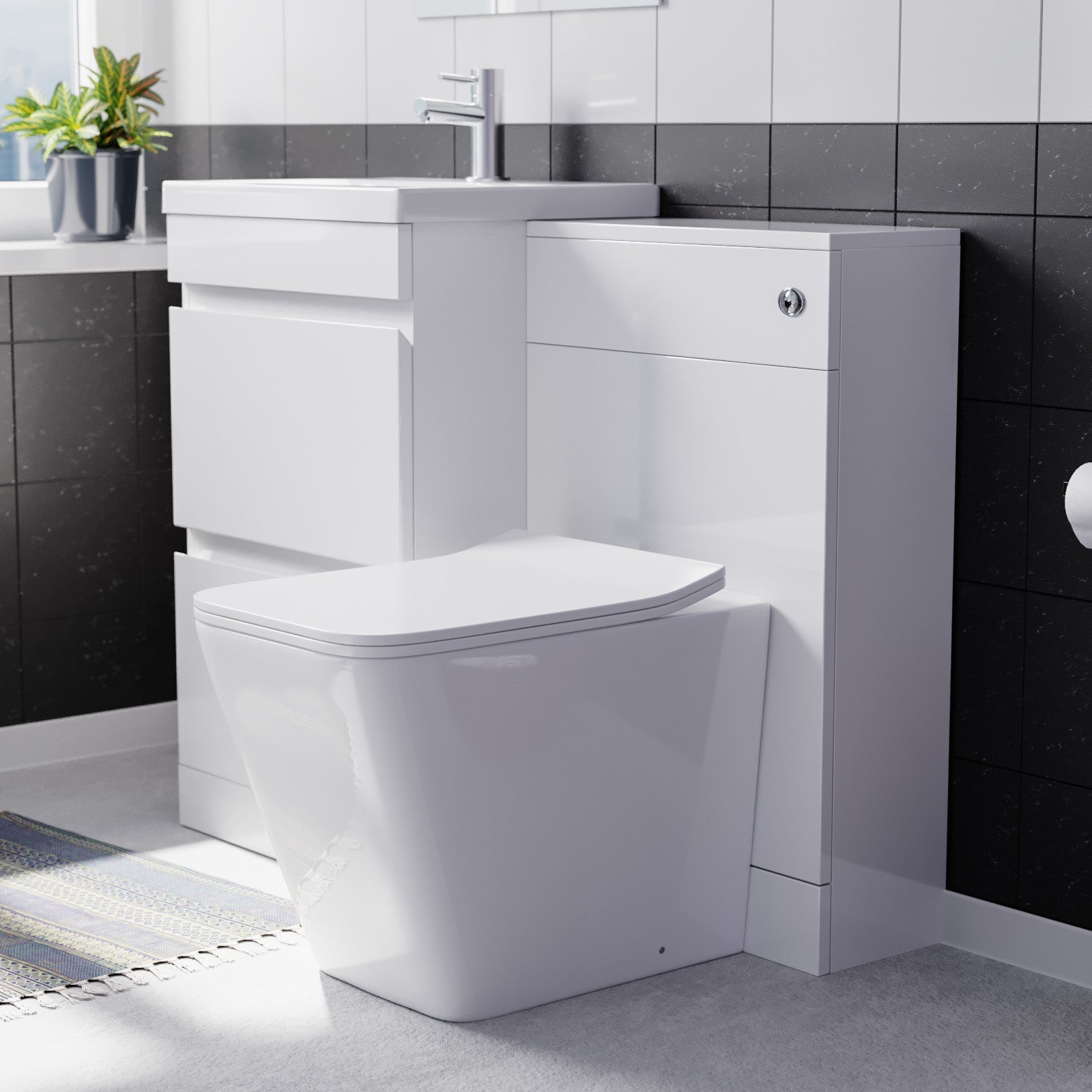 Alaska PVC White Freestanding 500mm 2 Drawers Vanity & WC Unit & BTW Toilet