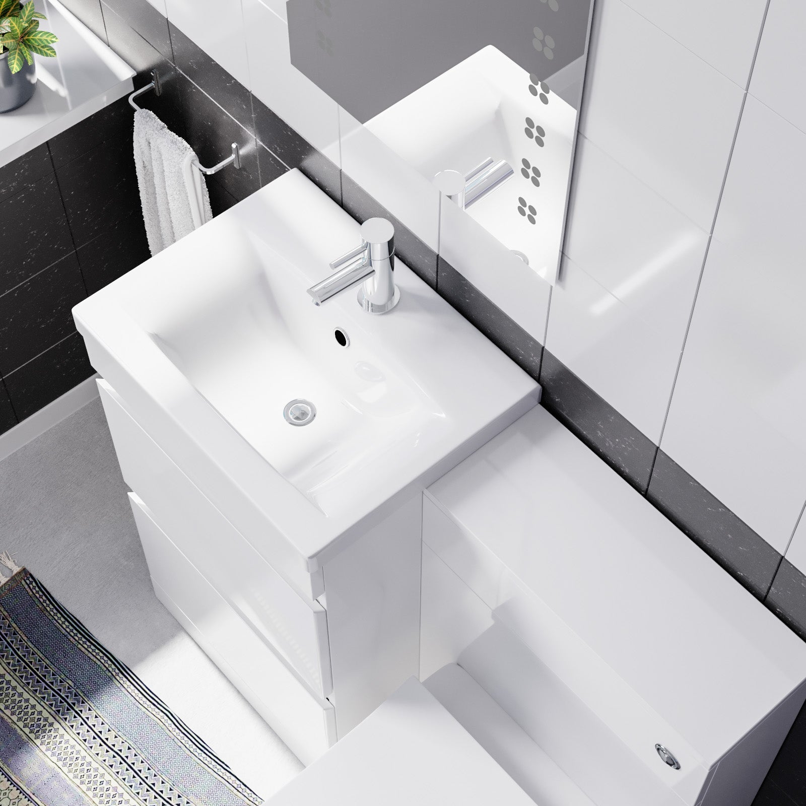 Alaska PVC White Freestanding 500mm 2 Drawers Vanity & WC Unit & BTW Toilet