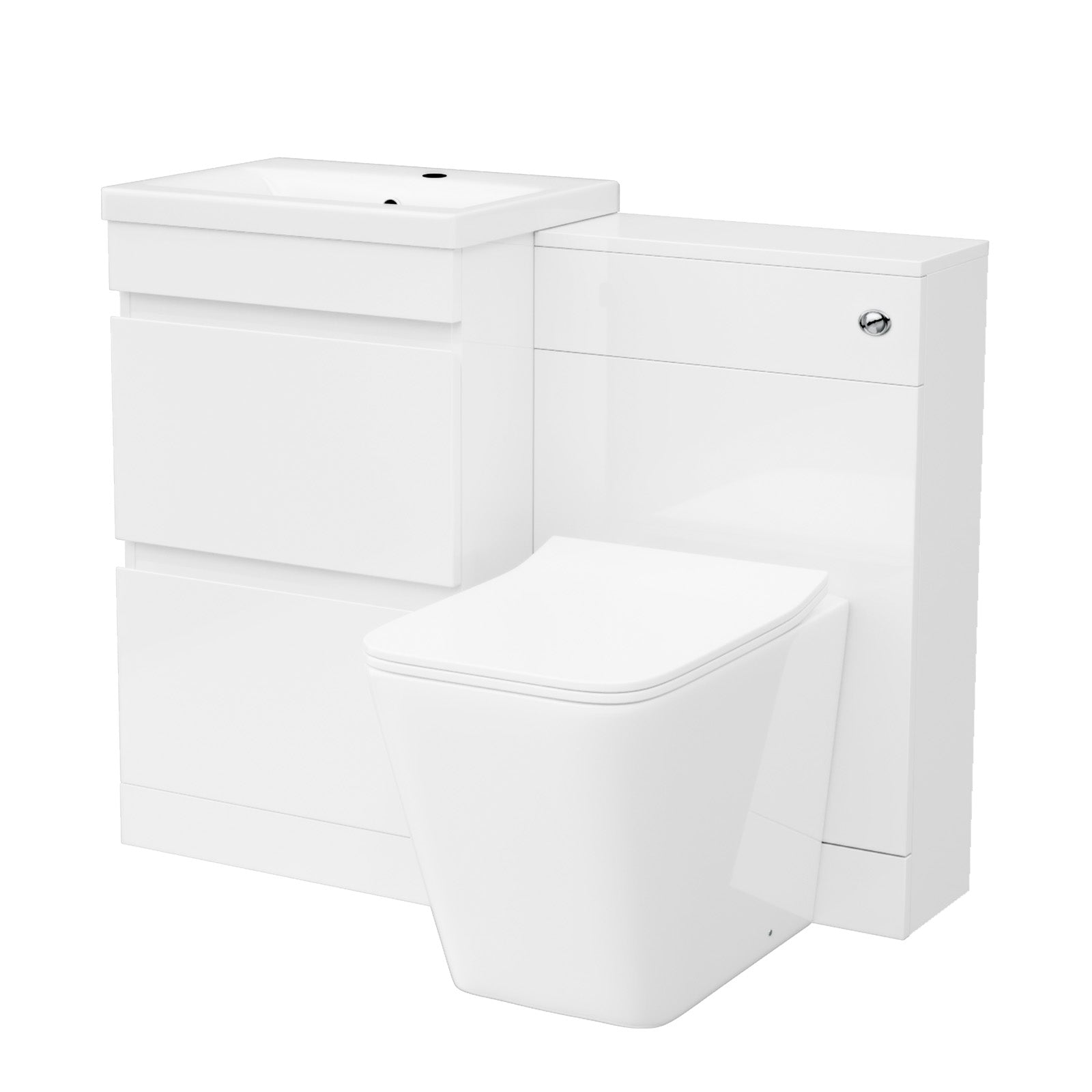 Alaska PVC White Freestanding 500mm 2 Drawers Vanity & WC Unit & BTW Toilet