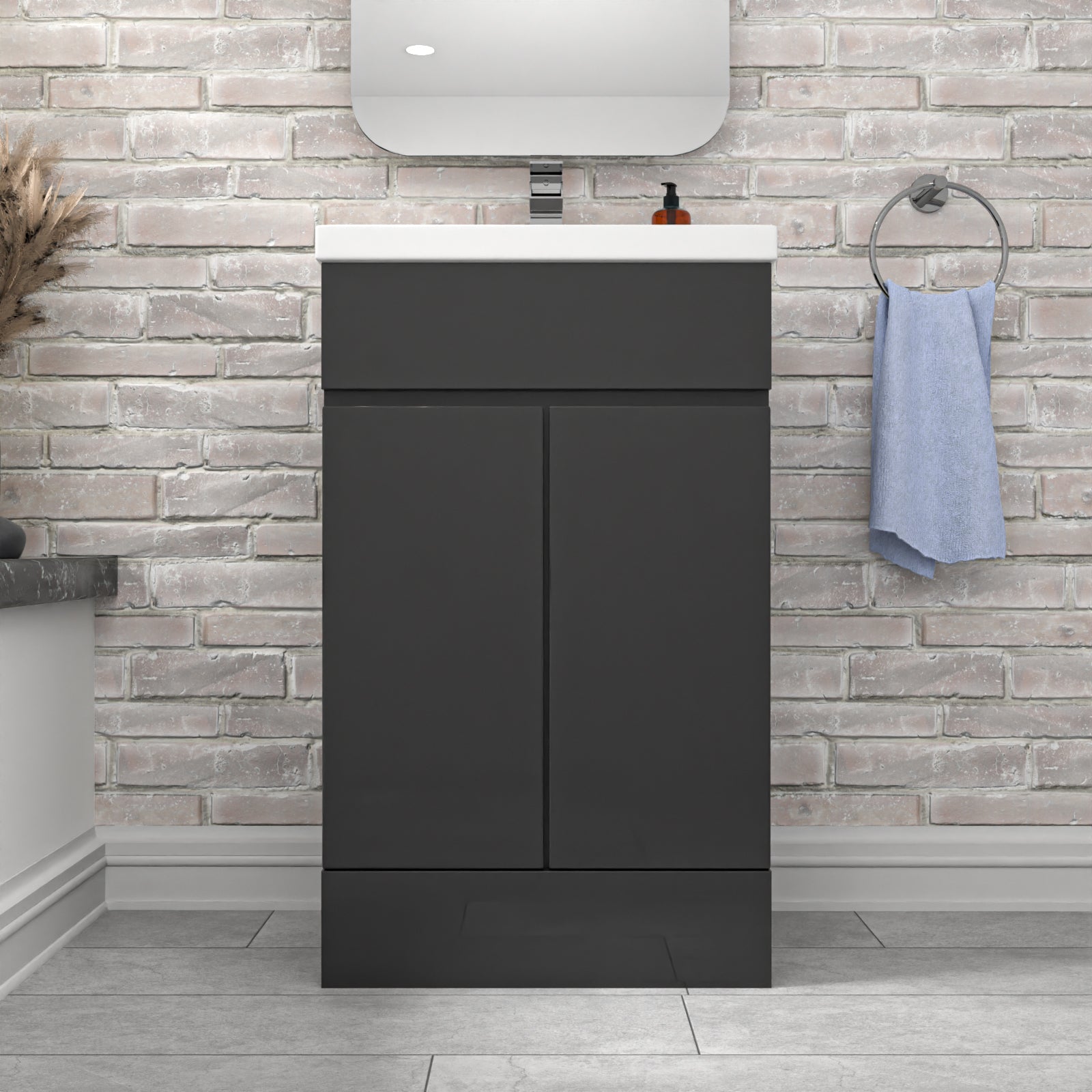 Alaska Dark Grey 500mm PVC Freestanding Bathroom Basin Vanity Unit