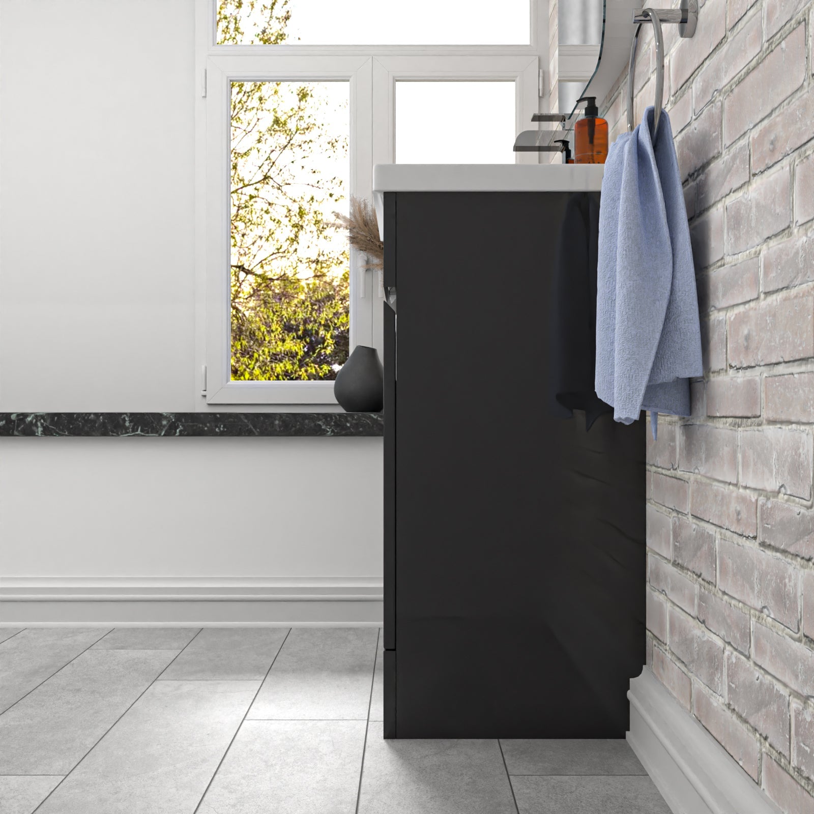 Alaska Dark Grey 500mm PVC Freestanding Bathroom Basin Vanity Unit