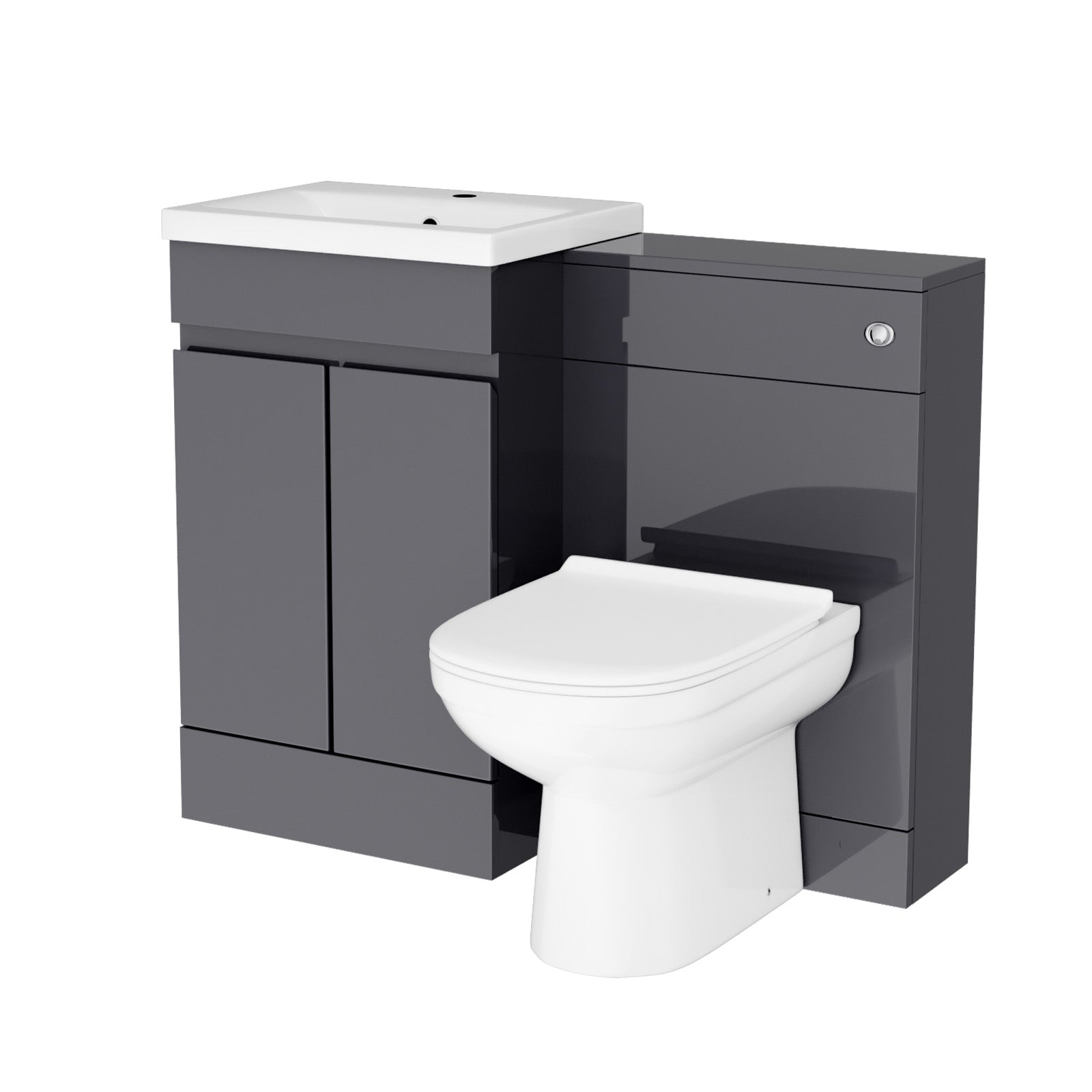 Alaska Dark Grey Freestanding PVC 500mm 2 Doors Vanity & WC Unit & BTW Toilet