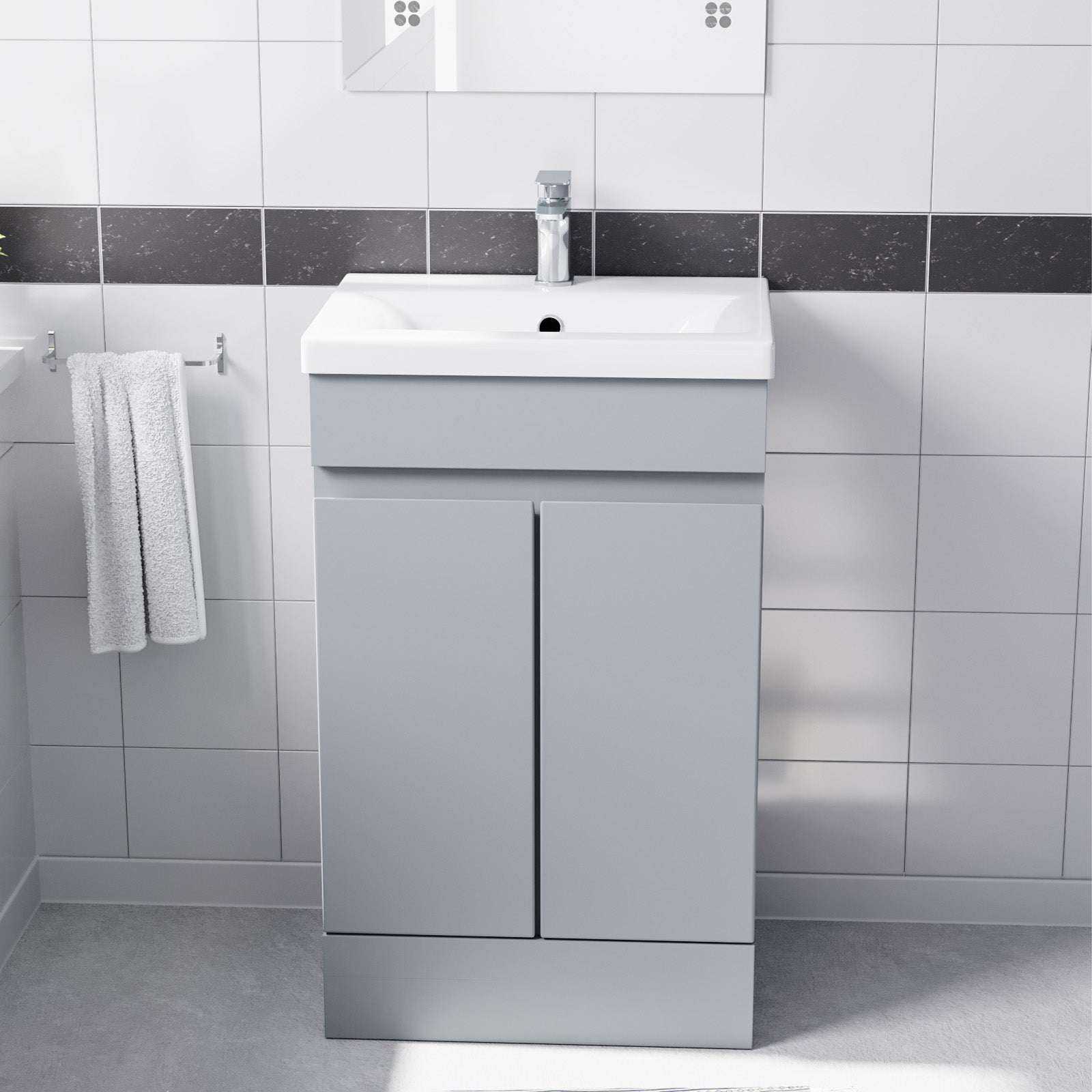 Alaska Matte Grey 500mm PVC Freestanding Bathroom Basin Vanity Unit