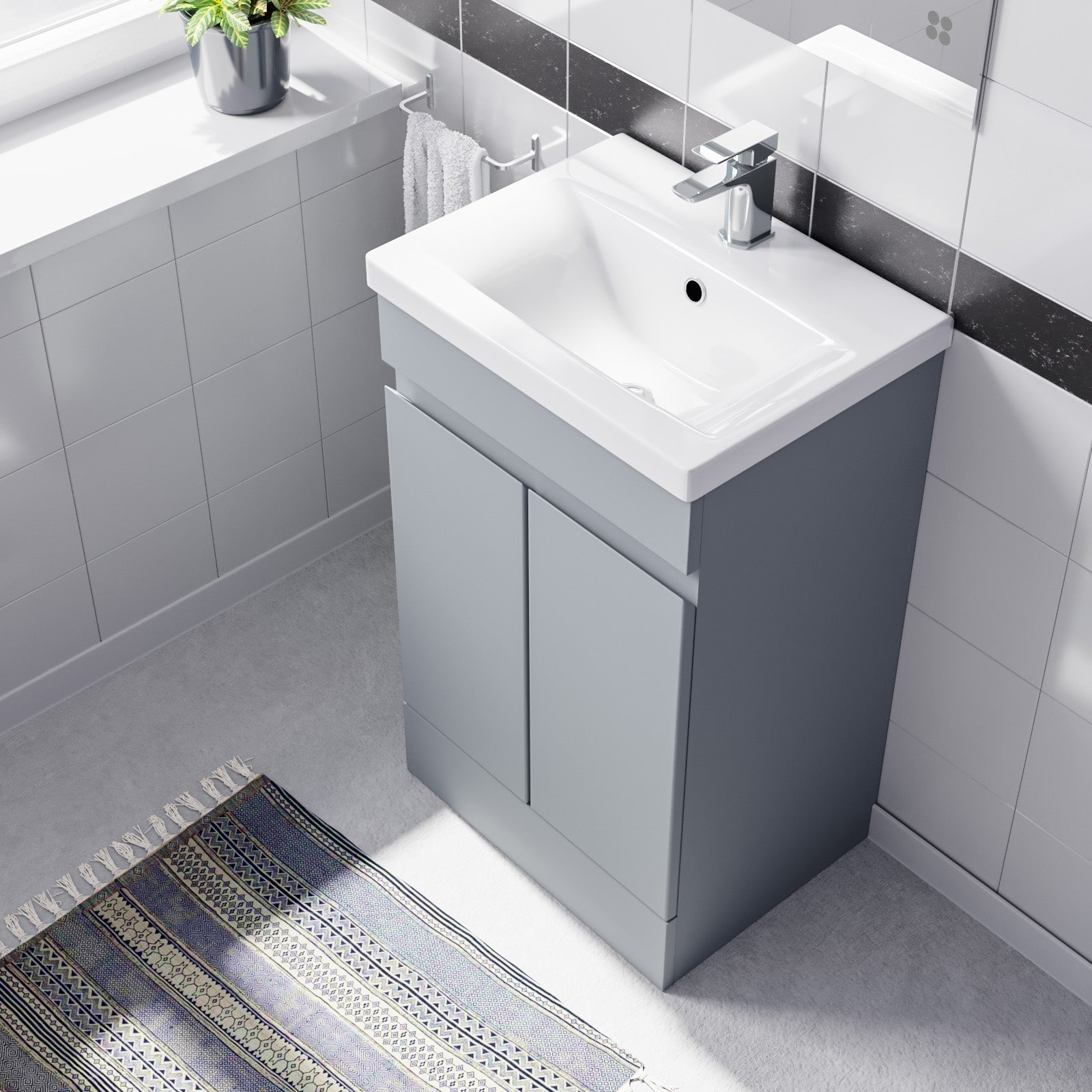 Alaska Matte Grey 500mm PVC Freestanding Bathroom Basin Vanity Unit