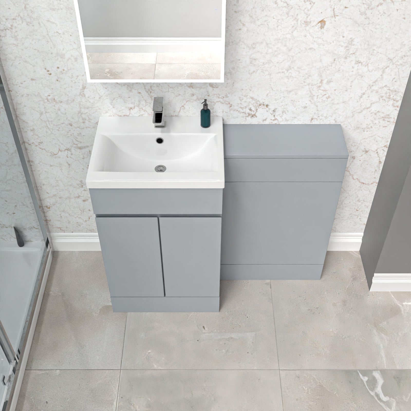 Alaska Matte Grey Freestanding PVC 500mm 2 Doors Vanity & WC Unit