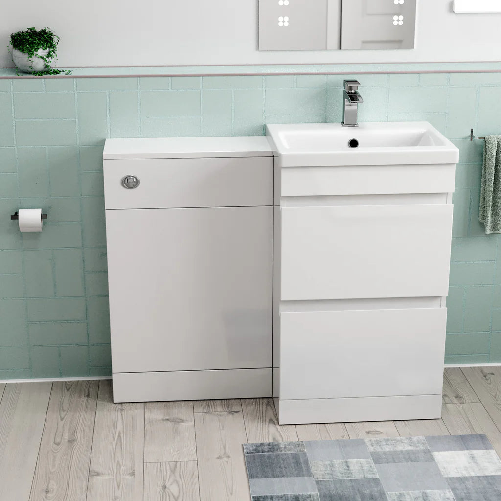Alaska White Freestanding PVC 500mm 2 Drawers Vanity & WC Unit