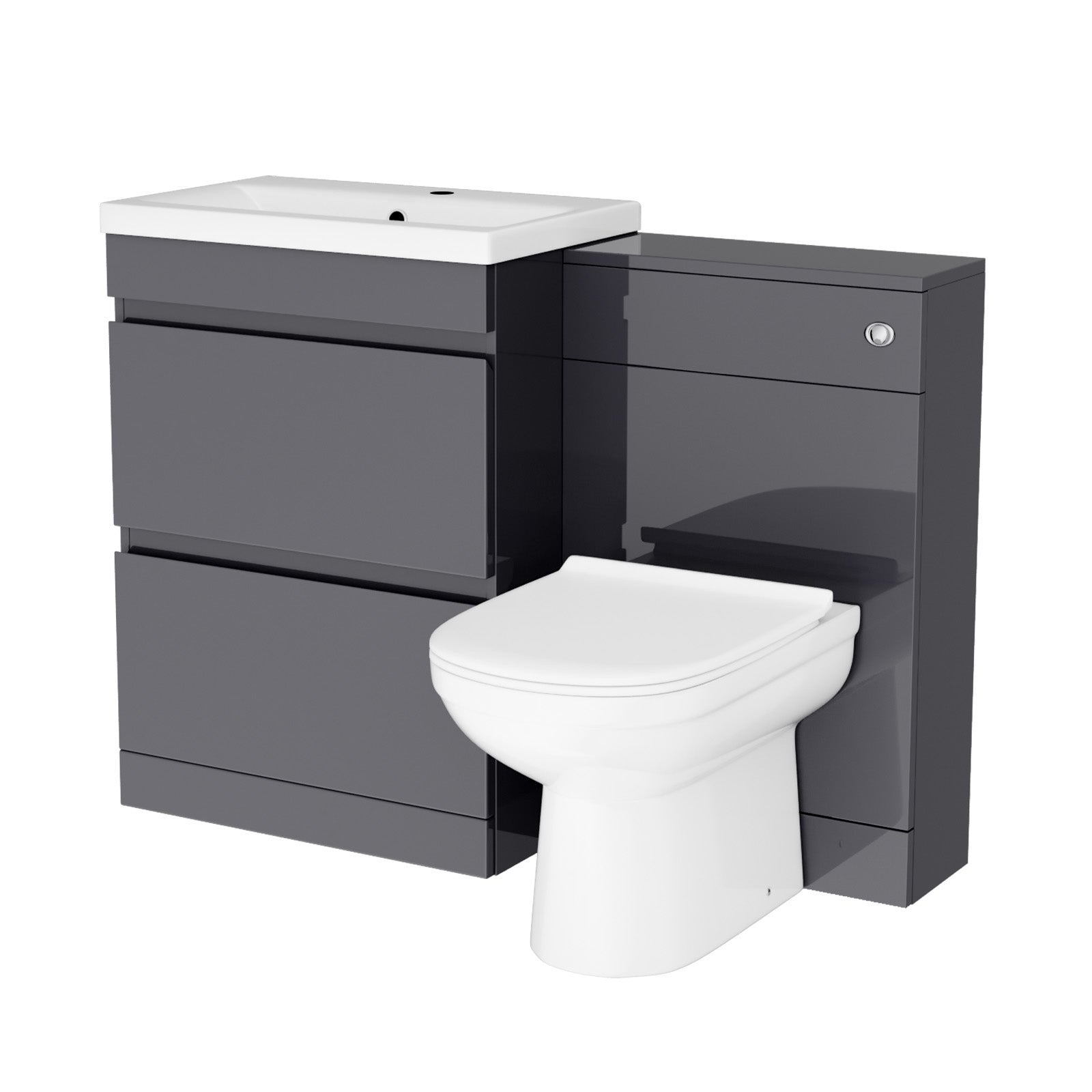 Alaska Dark Grey Freestanding PVC 600mm Vanity, WC Unit & BTW Toilet