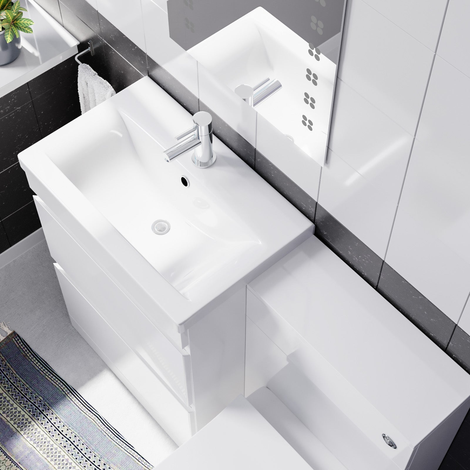 Alaska PVC White Freestanding 800mm 2 Drawers Vanity & WC Unit & BTW Toilet