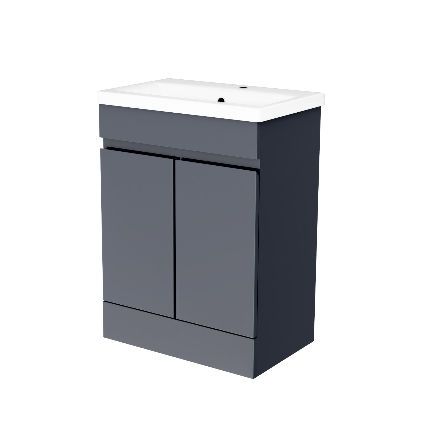 Alaska Dark Grey 600mm PVC Freestanding Bathroom Basin Vanity Unit
