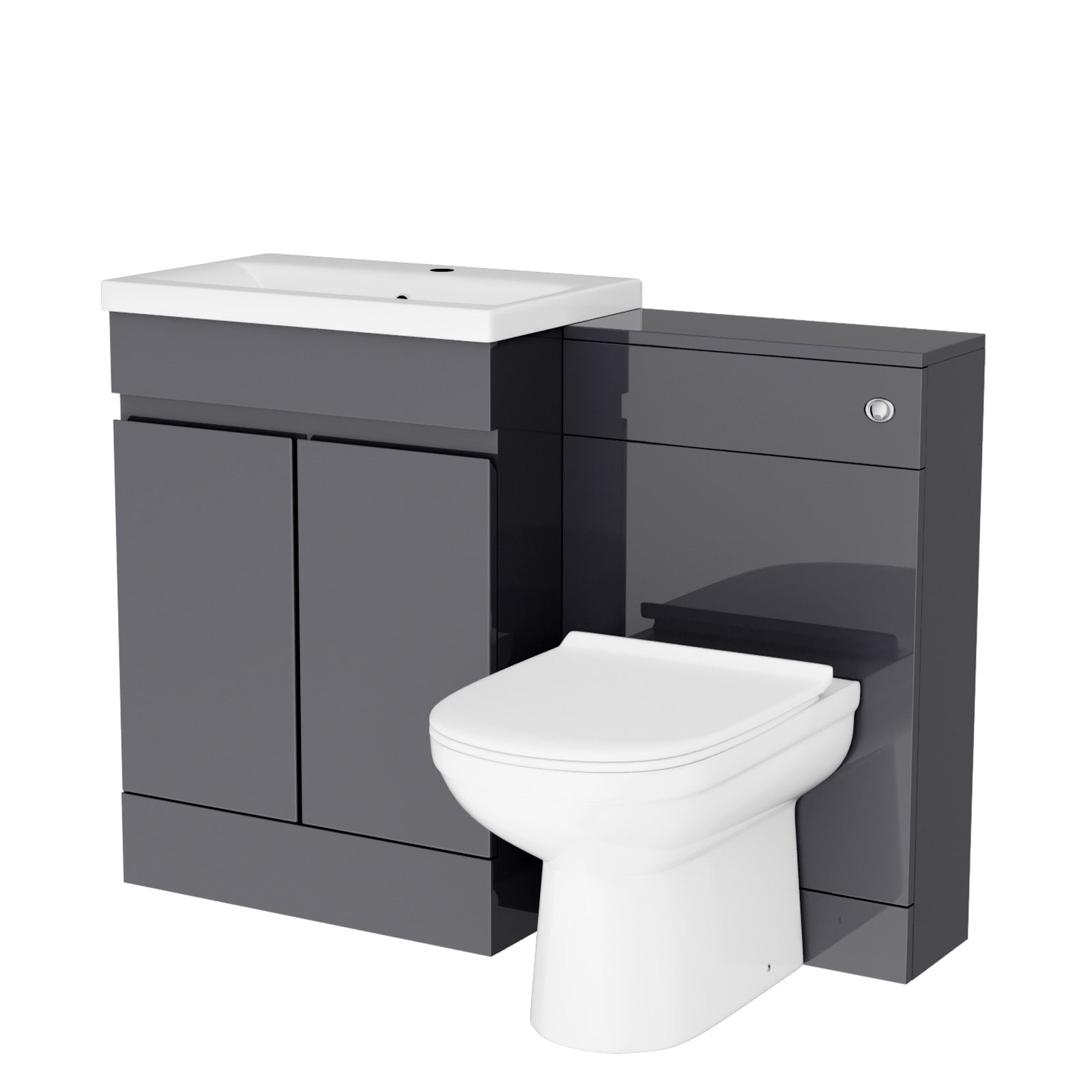 Alaska Dark Grey Freestanding PVC 600mm 2 Doors Vanity & WC Unit & BTW Toilet