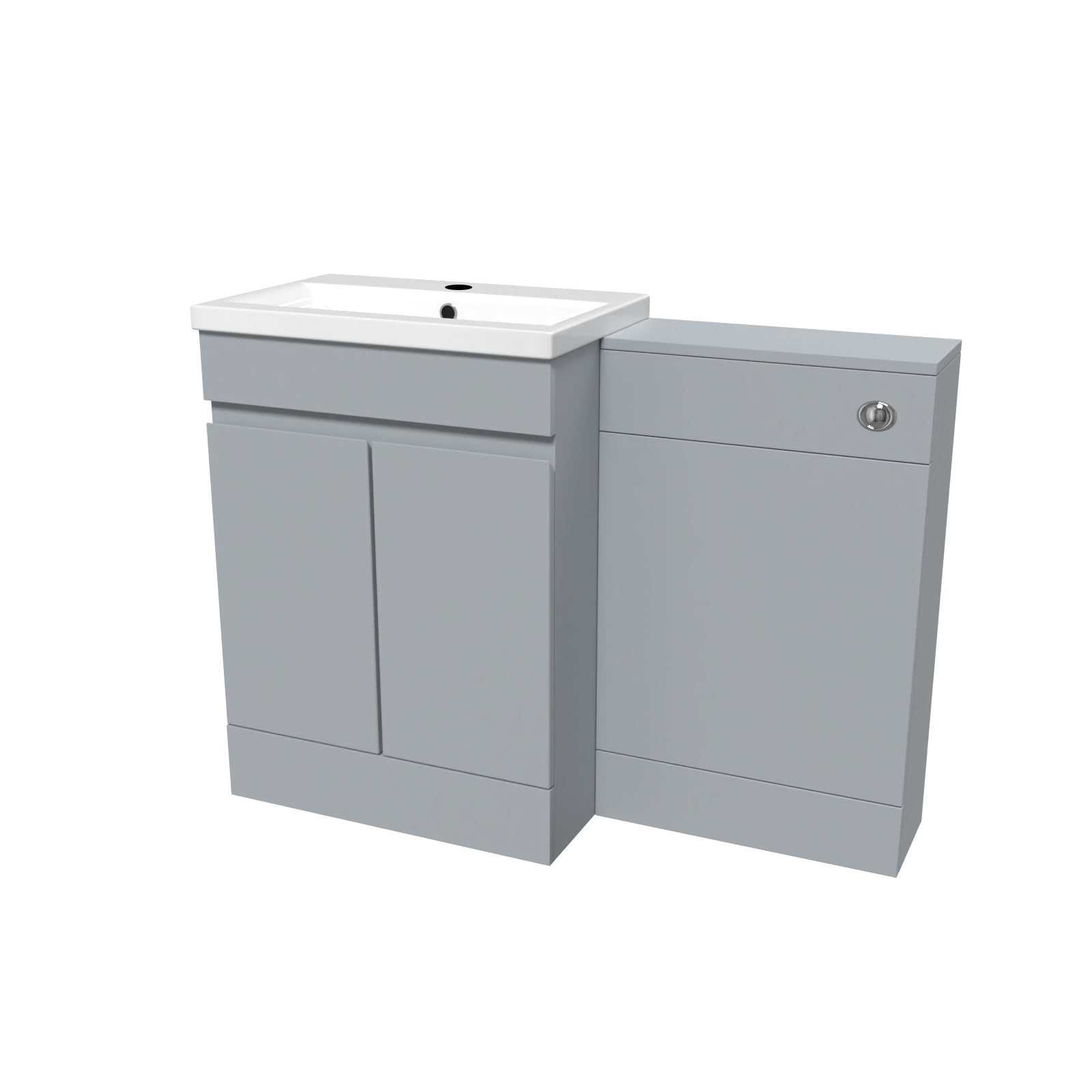 Alaska Matte Grey Freestanding PVC 600mm 2 Doors Vanity & WC Unit