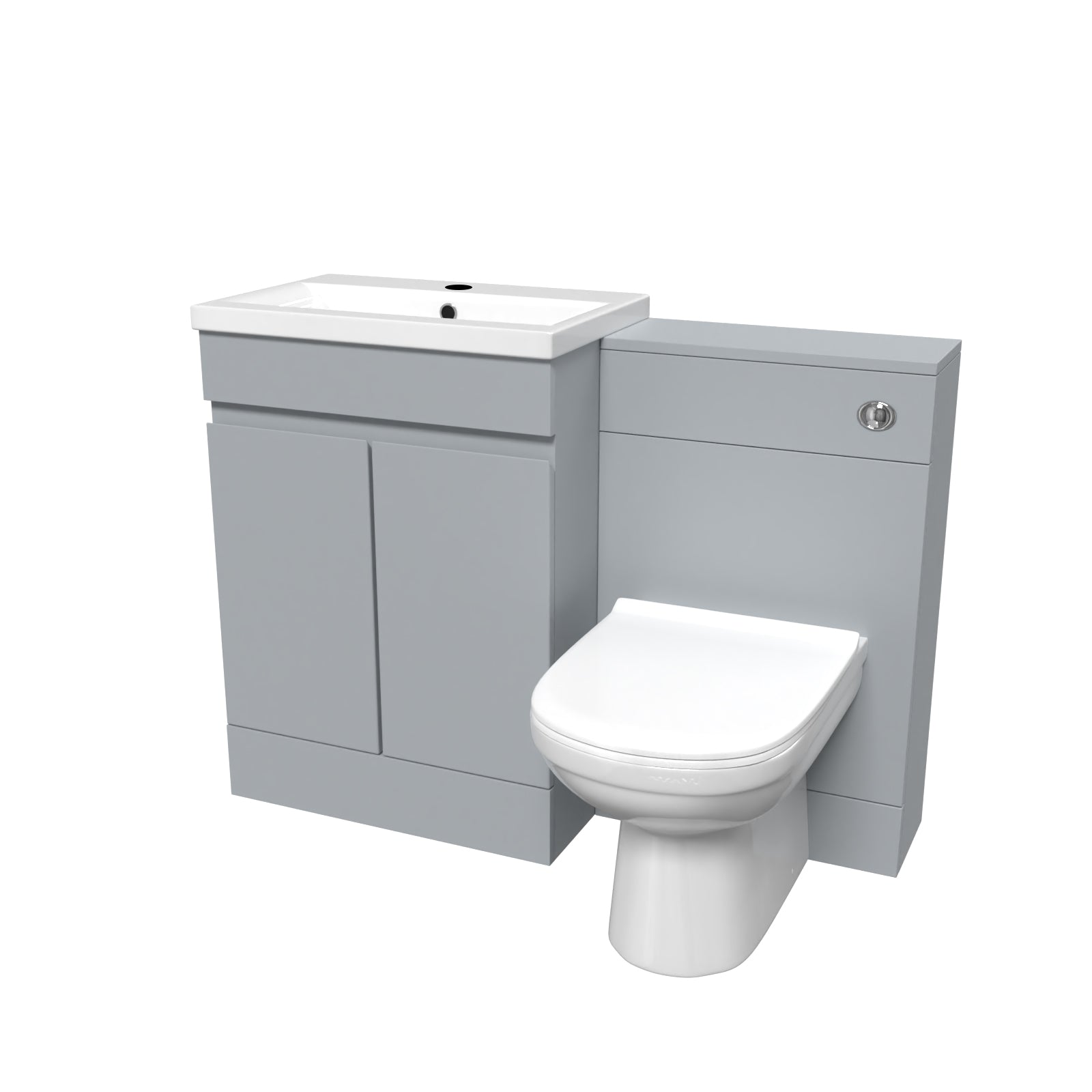 Alaska Matte Grey Freestanding PVC 600mm 2 Doors Vanity & WC Unit & BTW Toilet