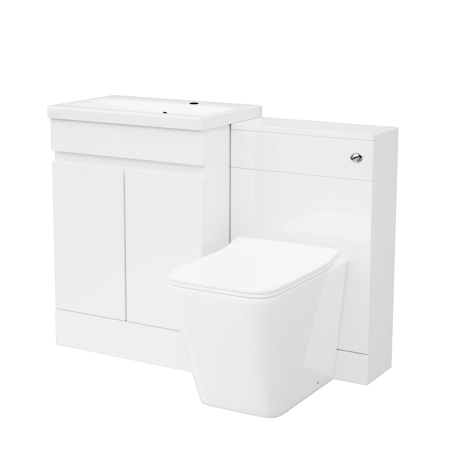 Alaska PVC White Freestanding 600mm 2 Doors Vanity & WC Unit & BTW Toilet