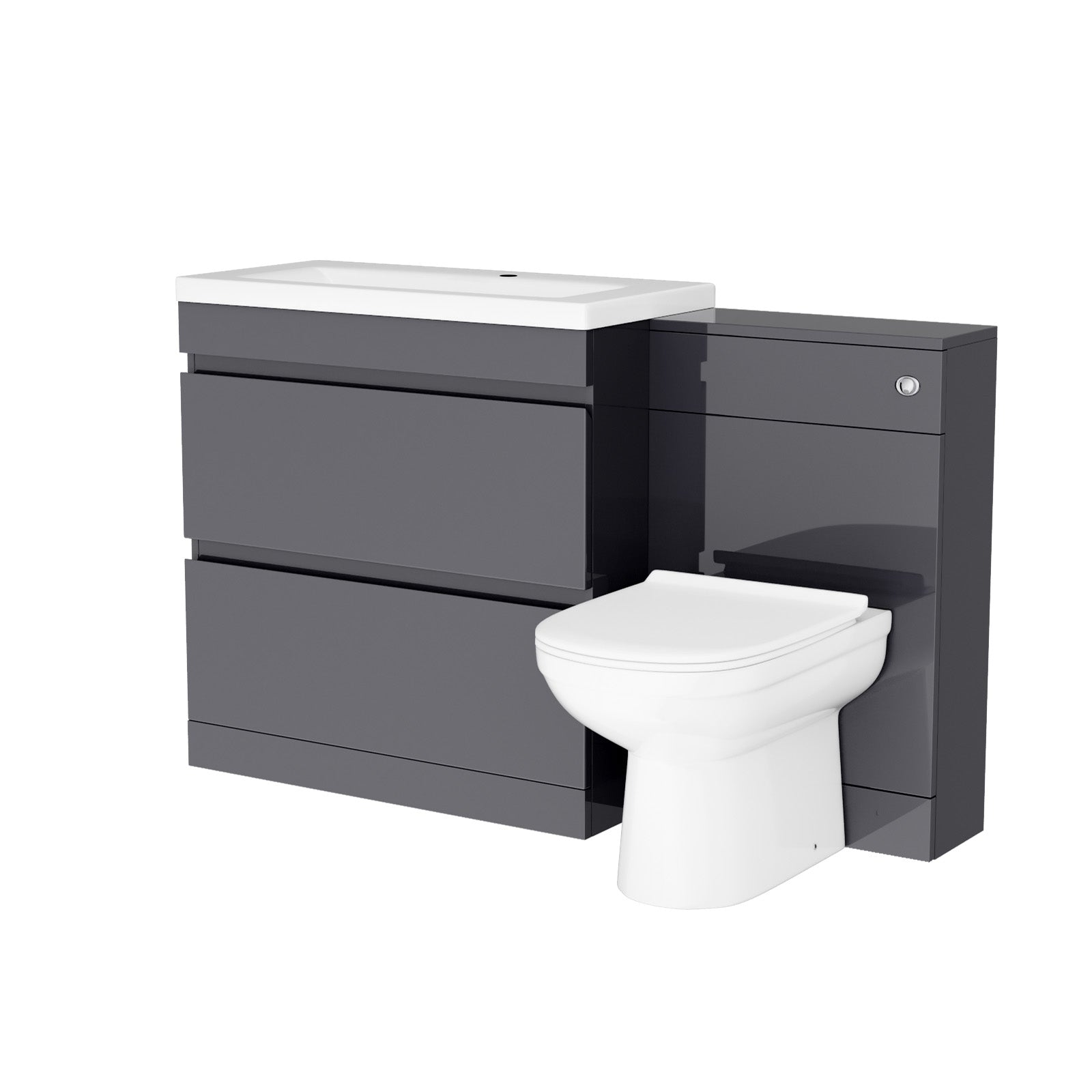 Alaska Dark Grey Freestanding PVC 800mm Drawers Vanity, WC Unit & BTW Toilet