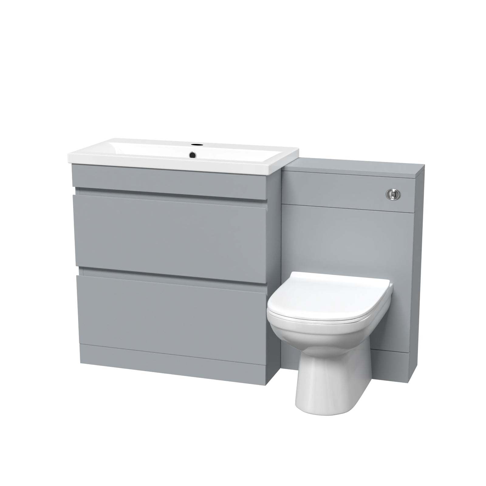 Alaska Matte Grey Freestanding PVC 800mm Drawers Vanity, WC Unit & BTW Toilet