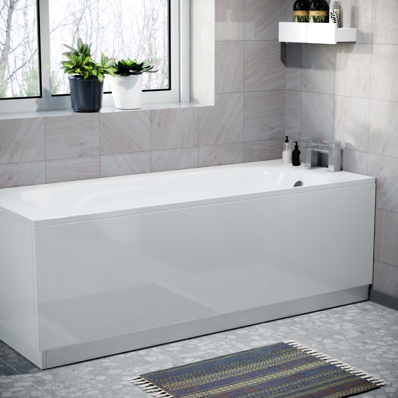 Modern 1700 x 700mm White Front End Bath Panel Durable PVC + Plinth Gorge