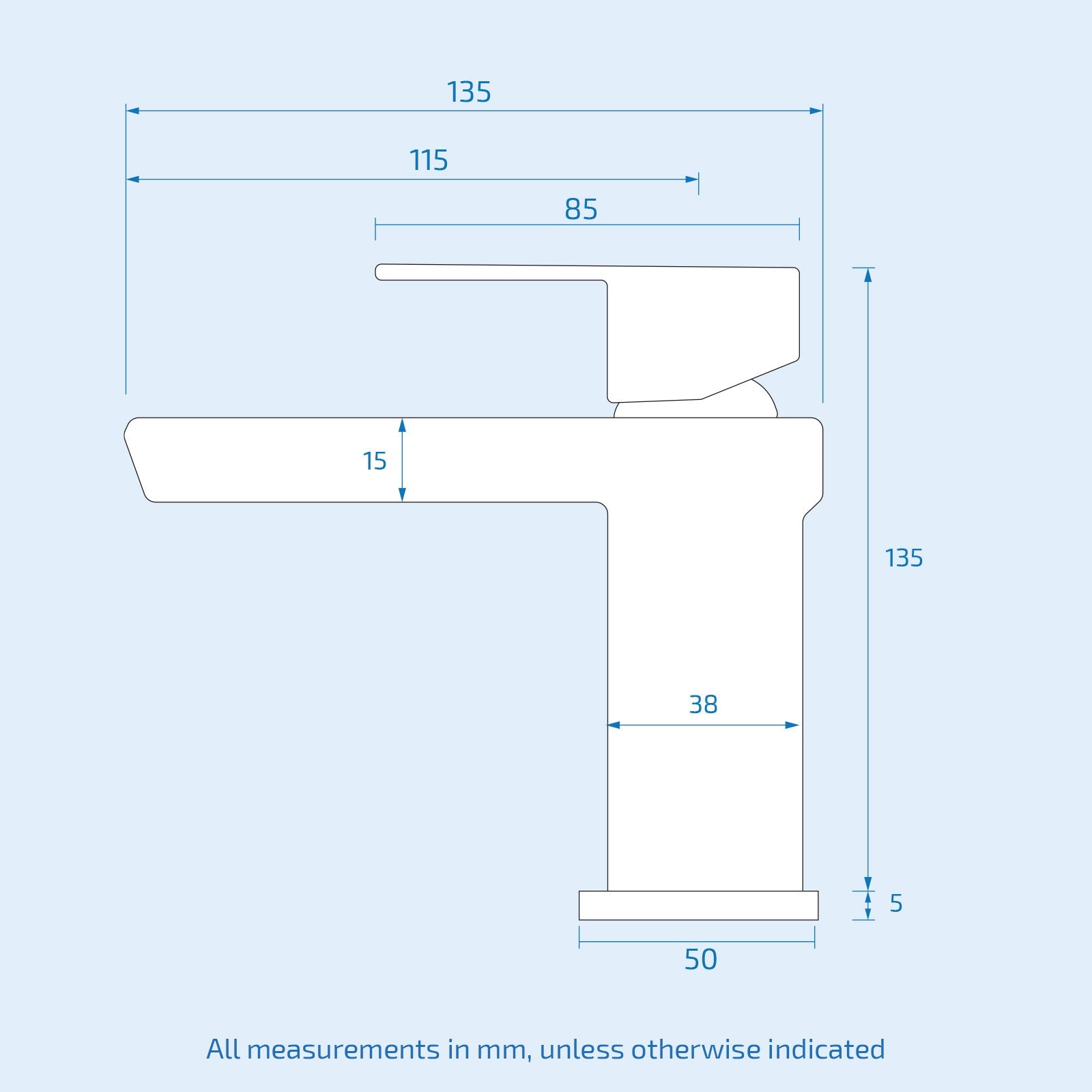 Saturn Basin Sink Square Waterfall Mono Mixer Tap