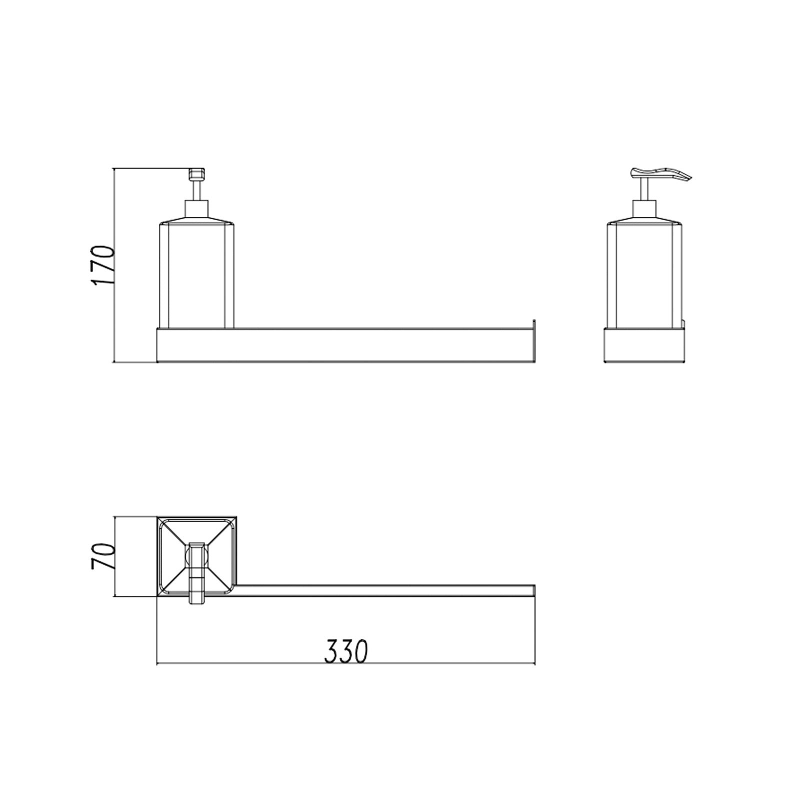 Chrome Towel Bar with Soap Dispenser