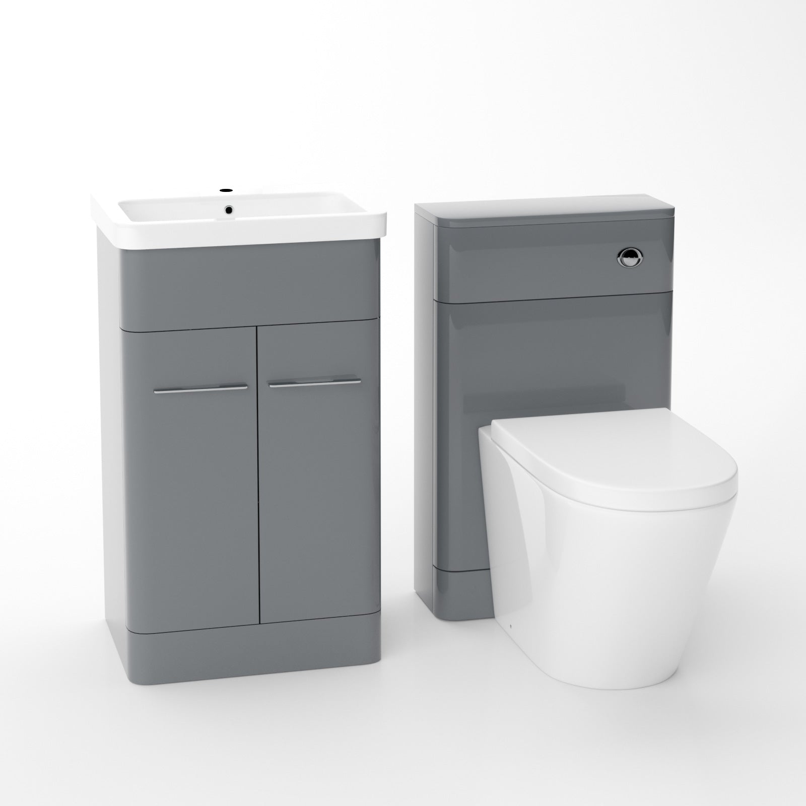 Afern 500mm Vanity Basin Unit, WC Unit & Ellis Back to Wall Toilet Grey