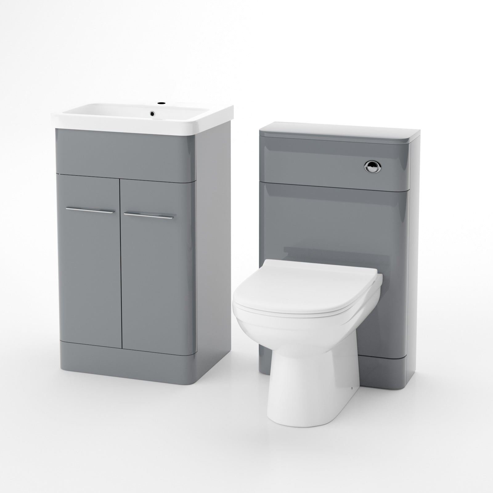 Afern 500mm Vanity Basin Unit, WC Unit & Elso Back to Wall Toilet Grey