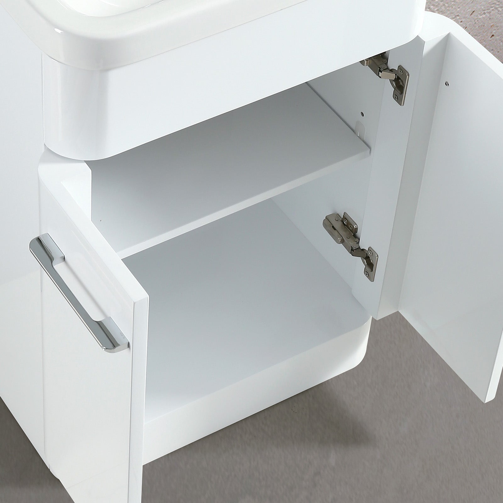 Afern 500mm Freestanding Modern Gloss White Flat Packed Vanity Unit with Close Coupled Toilet