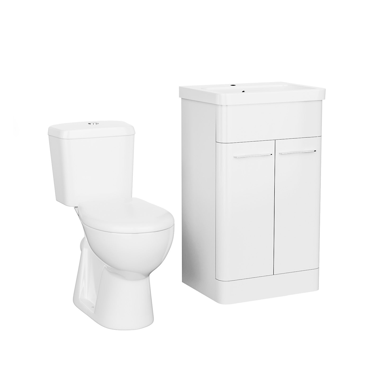 Afern 500mm Freestanding Modern Gloss White Flat Packed Vanity Unit with Close Coupled Toilet