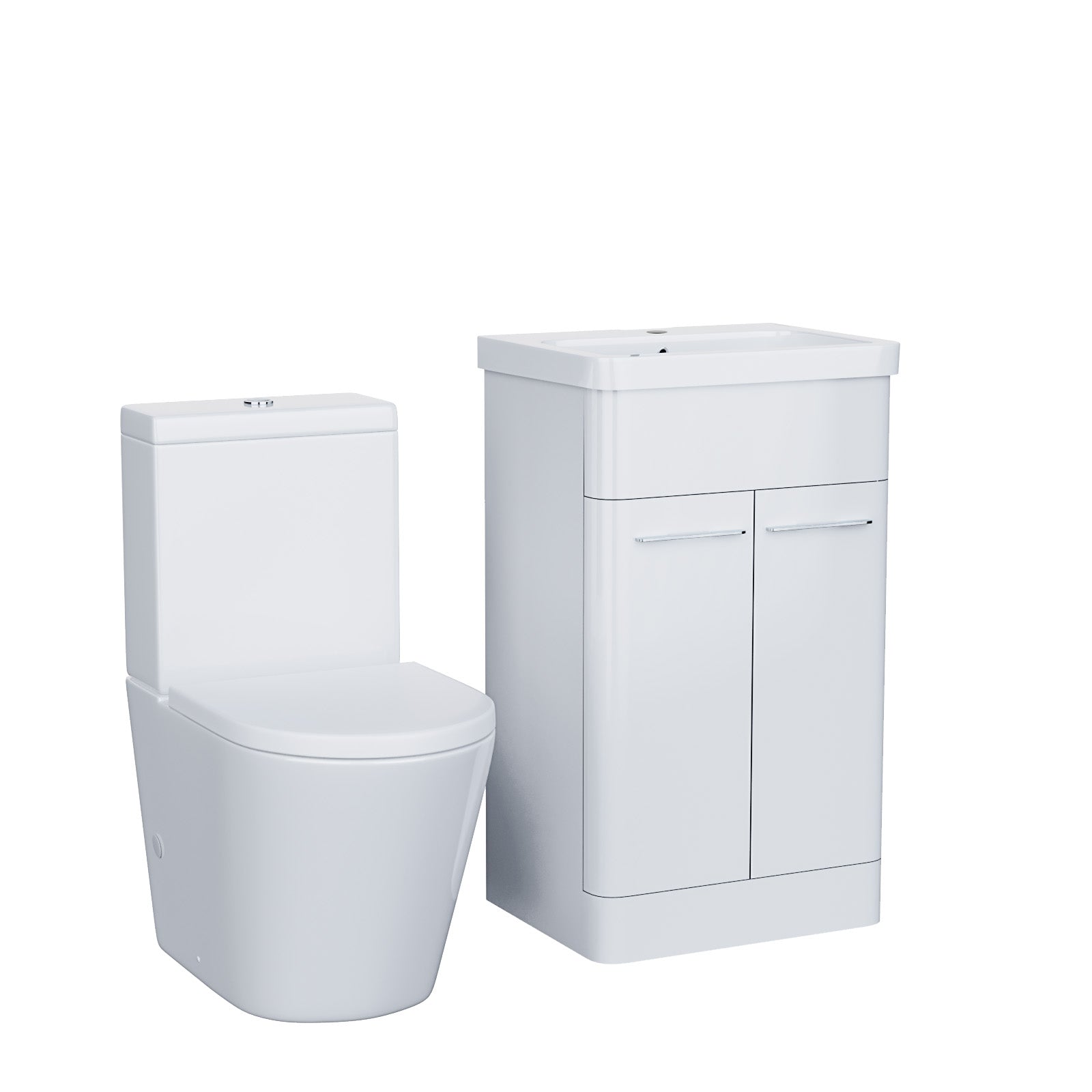 Basin Vanity Cabinet 500mm and Rimless Toilet with Seat White