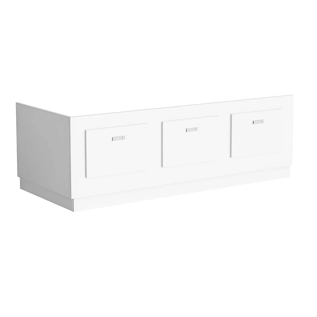White PVC 1700mm Front & End Bath Panels with Magnetic Door - Adjustable Height