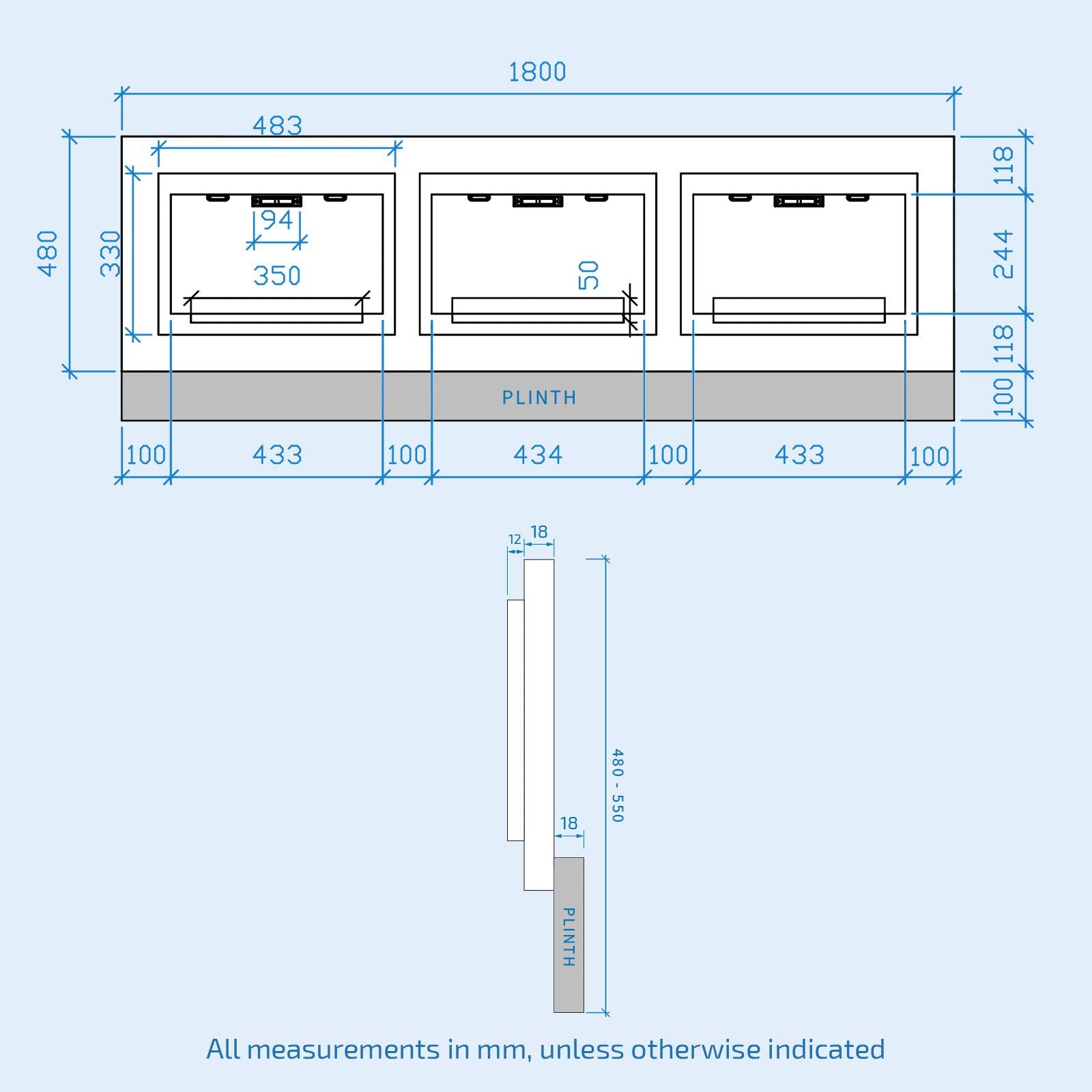 White PVC 1800mm Front & End Bath Panels with Magnetic Door - Adjustable Height