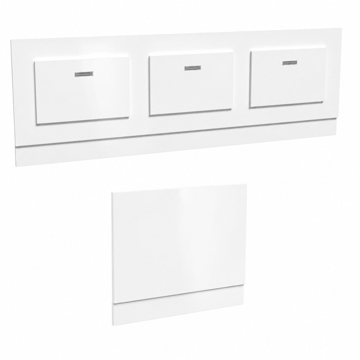 White PVC 1800mm Front & End Bath Panels with Magnetic Door - Adjustable Height