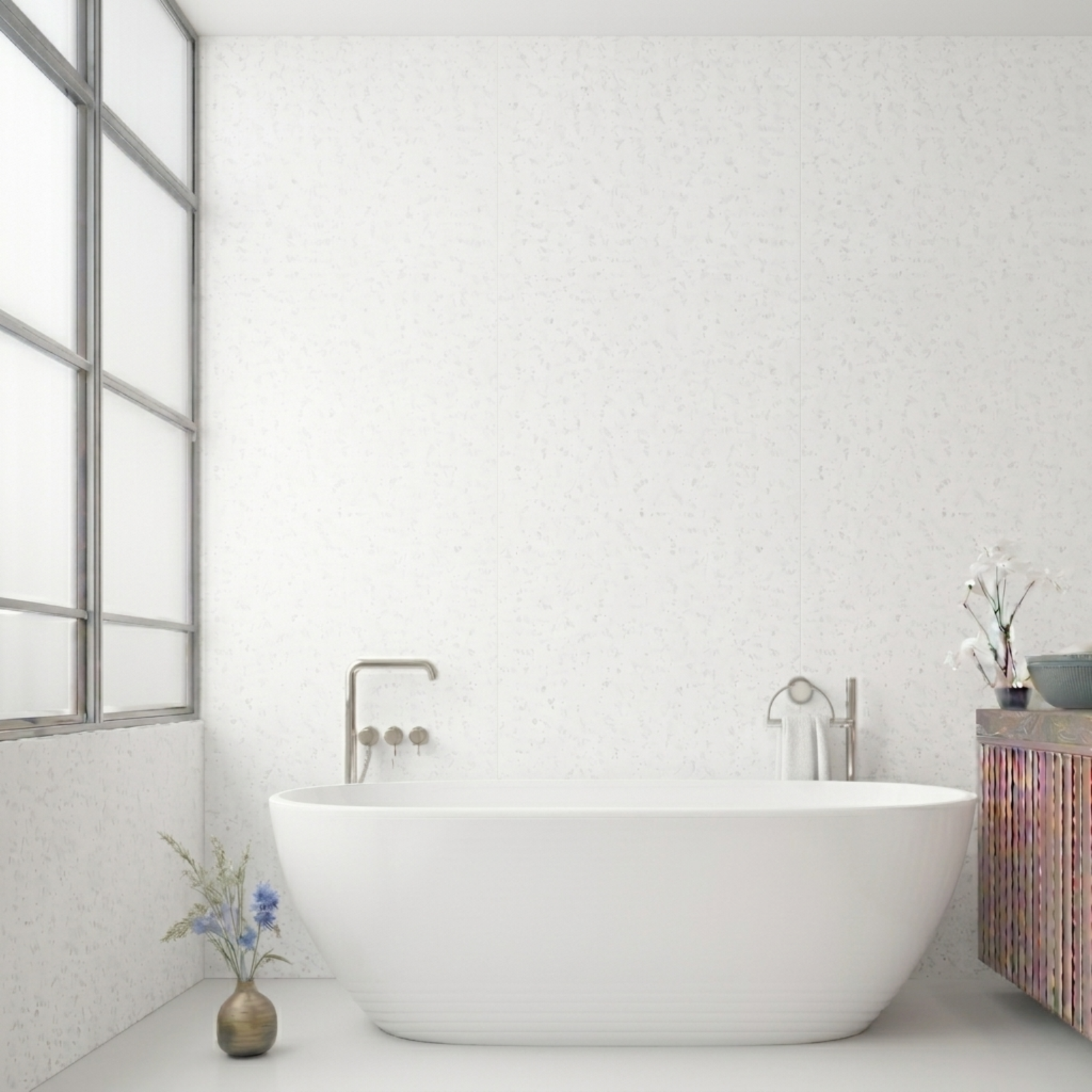 Rome Matte White Terazzo PVC Shower Wall Panel 1000mm x 2400 mm x 10mm