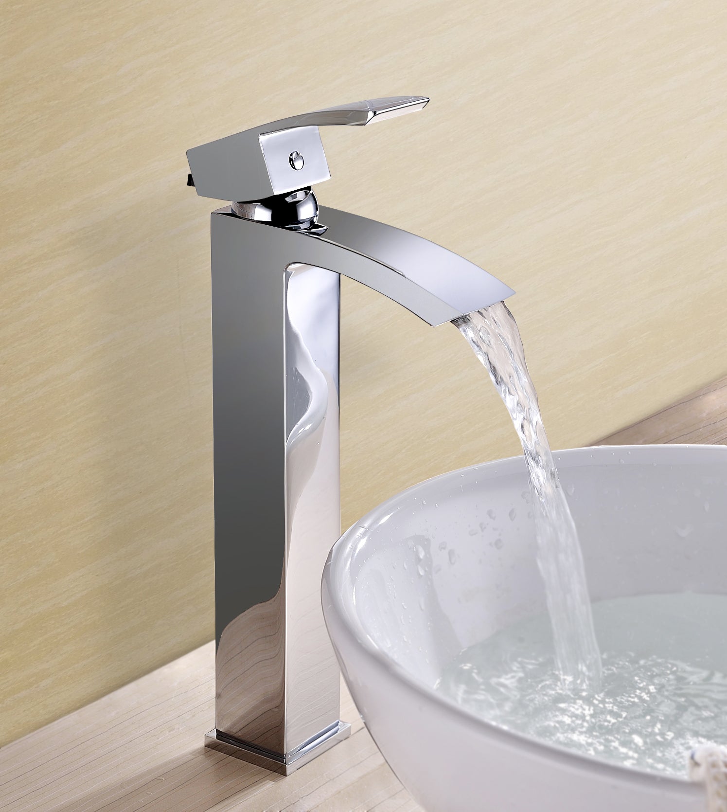 Arke Modern Extended Chrome Design Countertop Basin Mono Mixer Tap
