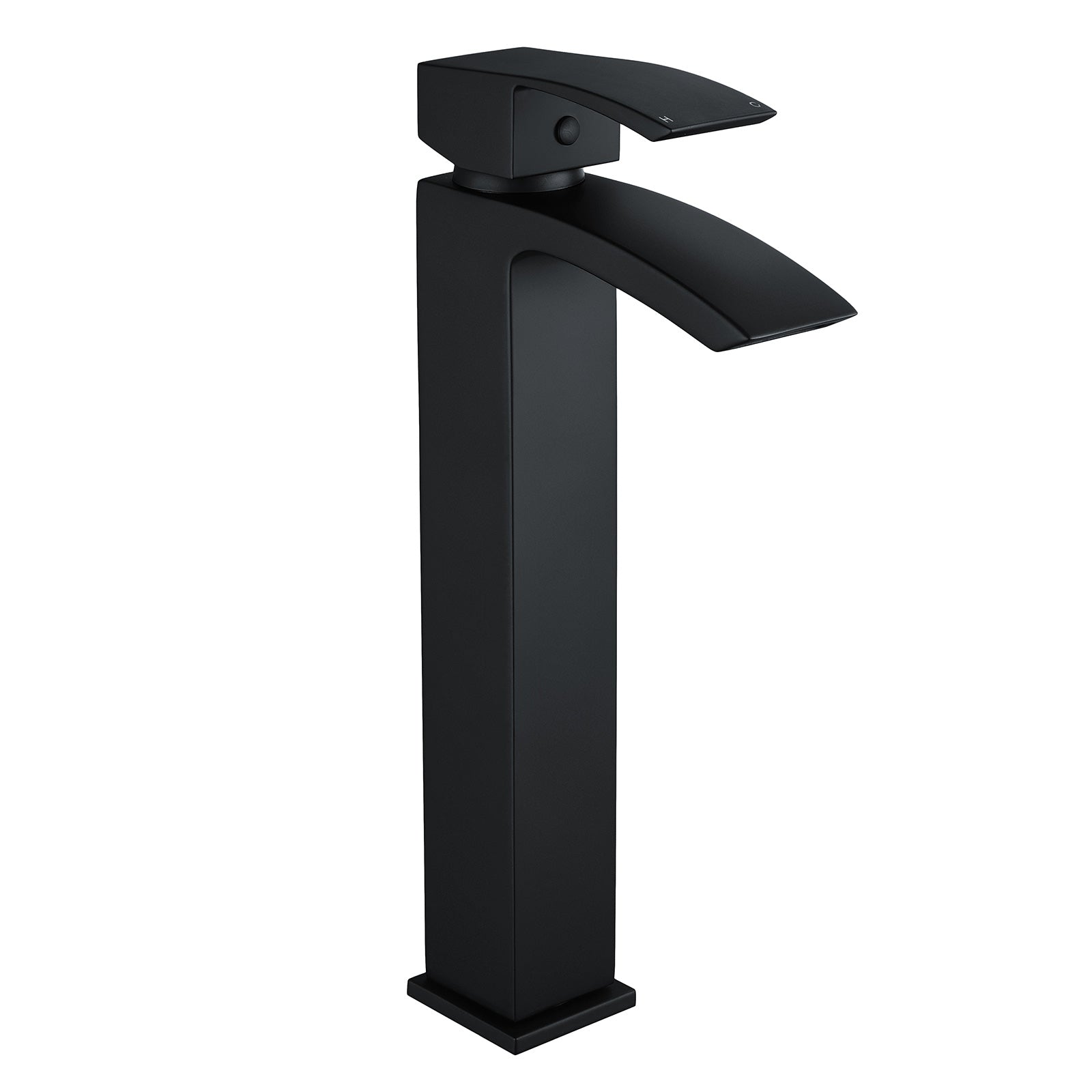 Arke Contemporary Tall Matte Black Design Countertop Basin Mono Mixer Tap + Click Clack Pop up Slotted Waste