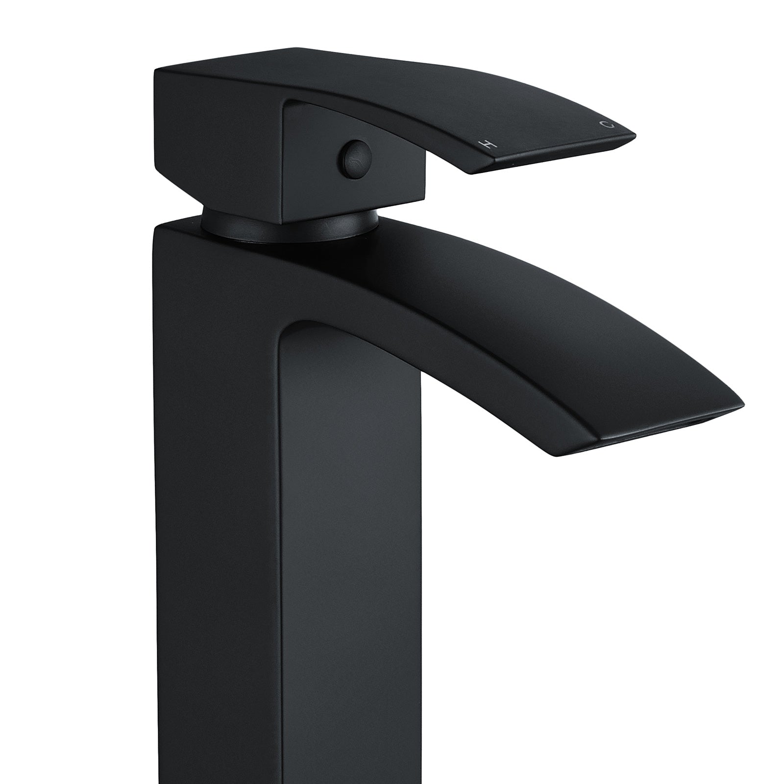 Arke Contemporary Tall Matte Black Design Countertop Basin Mono Mixer Tap + Click Clack Pop up Slotted Waste
