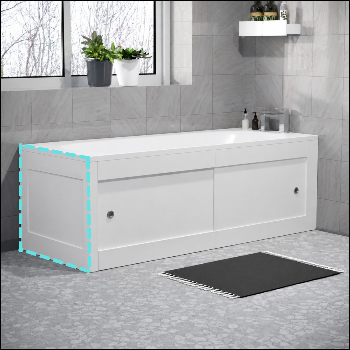 White PVC 700mm W x 480mm H End Bath Panel - Adjustable Height