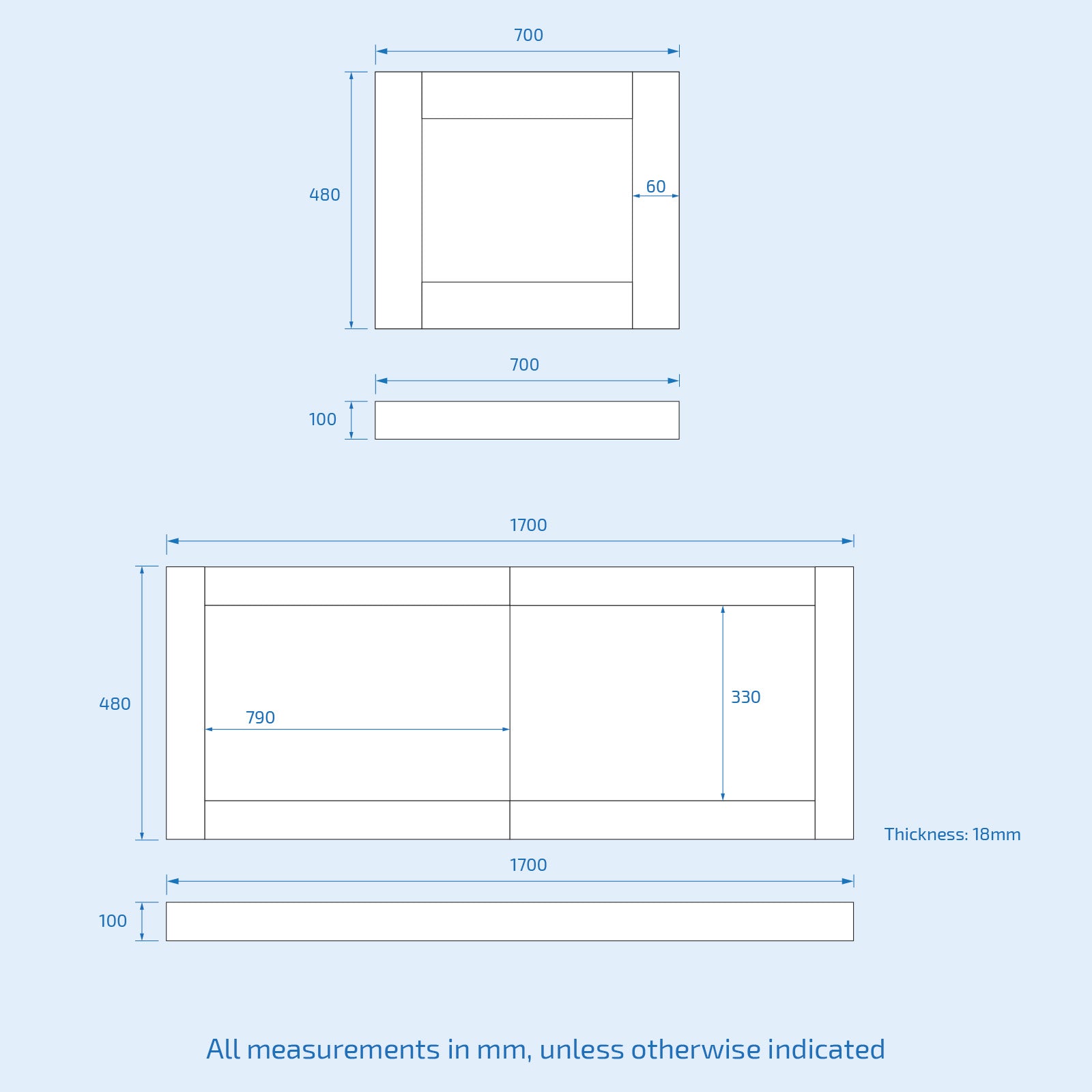 Dark Grey PVC 1700mm Front Bath Panel with 2 Sliding Doors - Adjustable Height