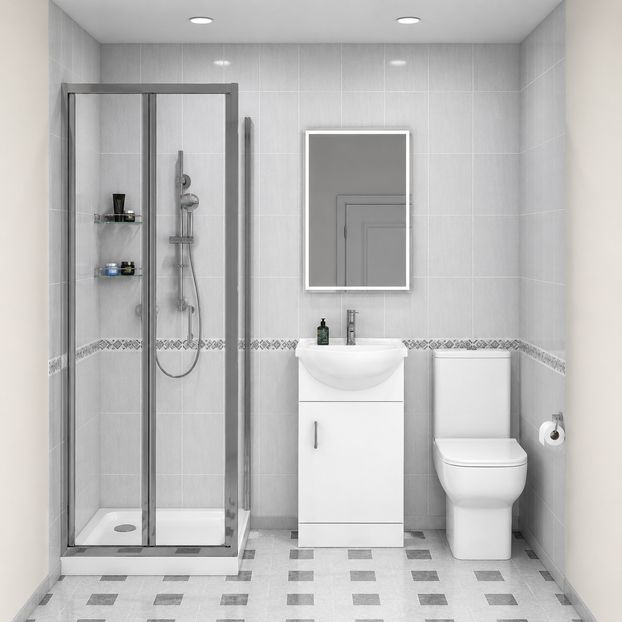 Ellen 760mm Shower Enclosure, Side Panel, 450mm Vanity Unit & Toilet