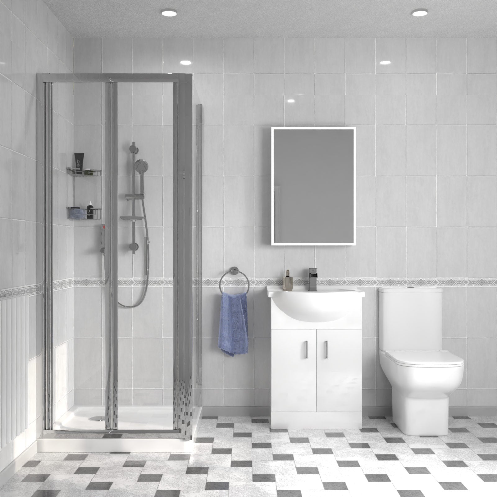 Ellen 760mm Shower Enclosure, Side Panel, 550mm Vanity Unit & Close Coupled