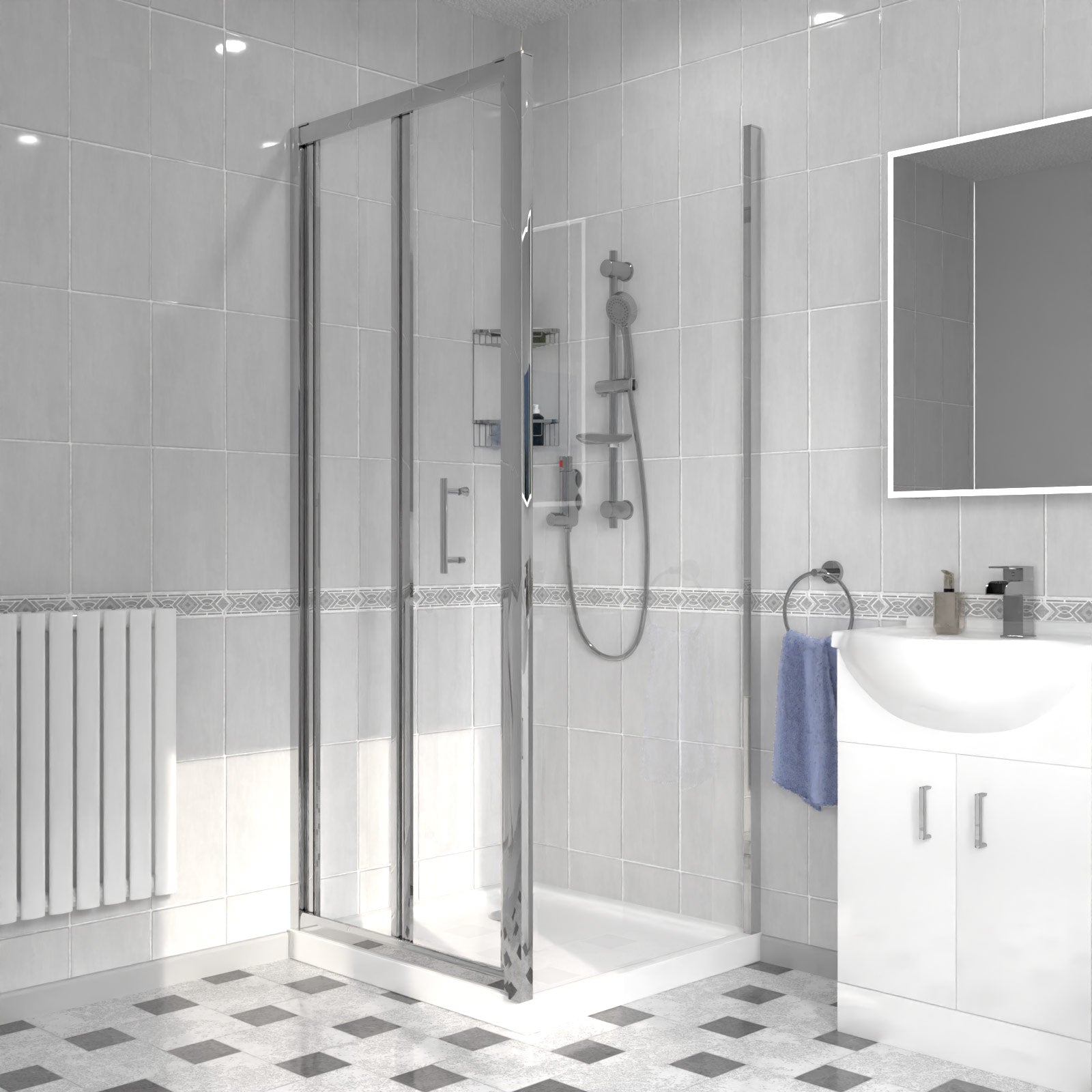 Ellen 760mm Shower Enclosure, Side Panel, 550mm Vanity Unit & Close Coupled
