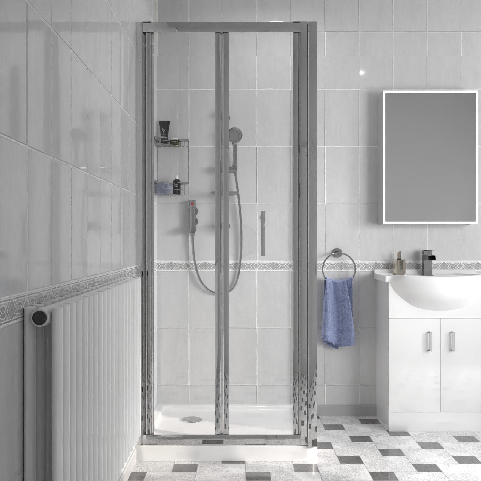 Ellen 760mm Shower Enclosure, Side Panel, 550mm Vanity Unit & Close Coupled