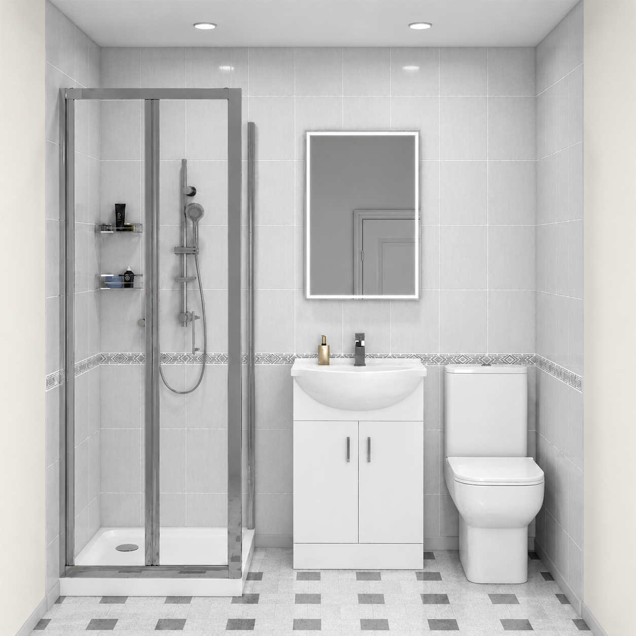 Ellen 760mm Shower Enclosure, Side Panel, 550mm Vanity Unit & Close Coupled