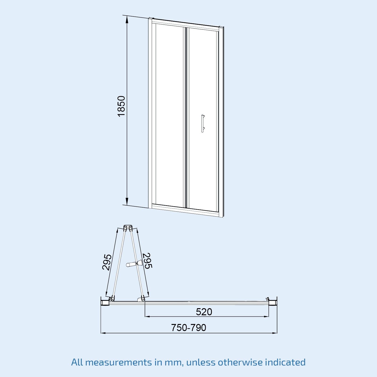 Black 800mm Bi-fold Shower Door, 700mm Side Panel Tempered Glass
