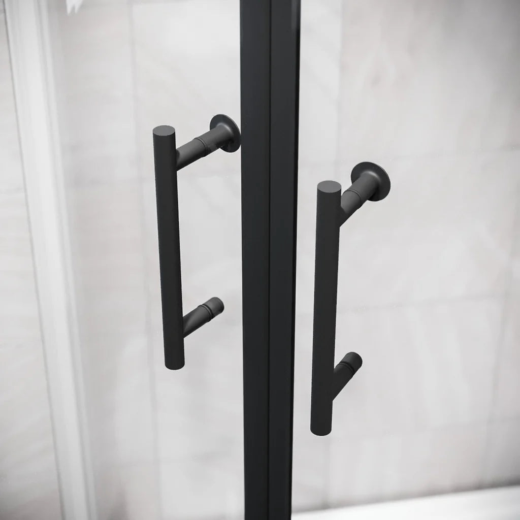 Black Pair of Universal Rounded 140mm Hole Centre Shower Door Handles