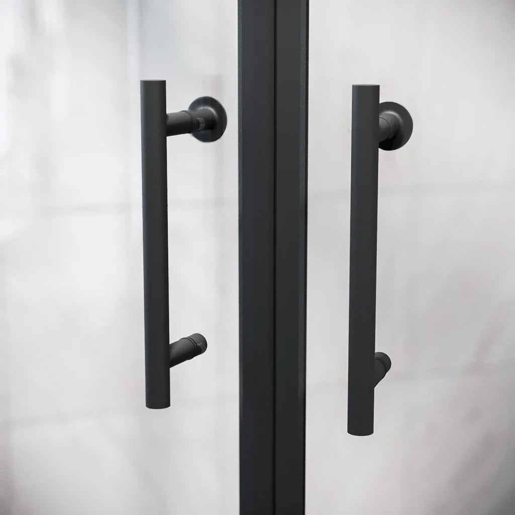 Black Pair of Universal Rounded 140mm Hole Centre Shower Door Handles