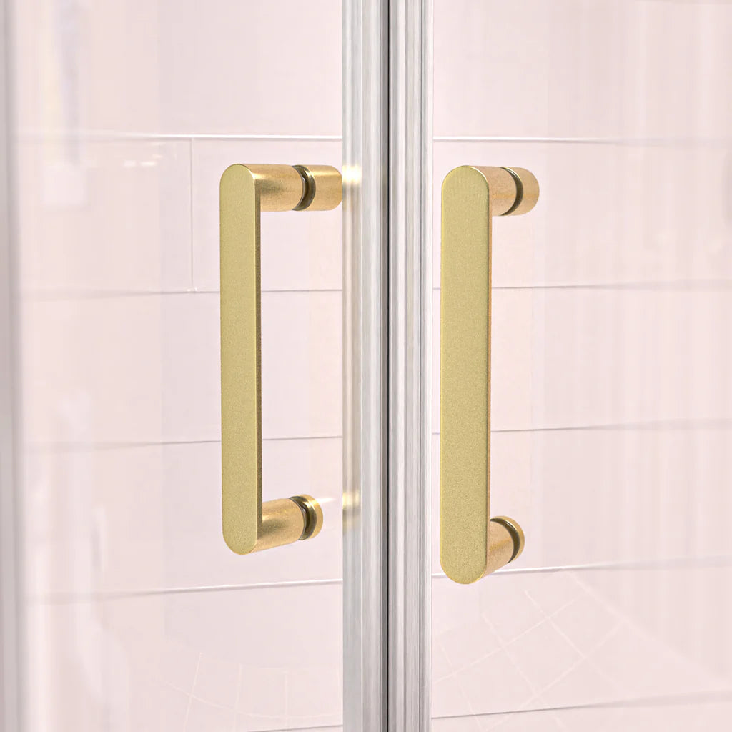 Brushed Brass Pair of Universal Rounded Shower Door Handles