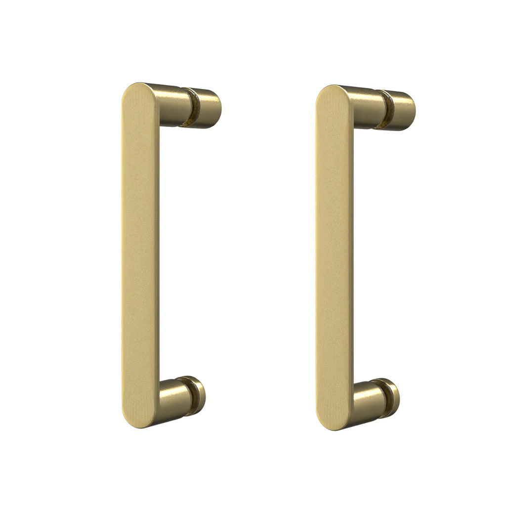 Brushed Brass Pair of Universal Rounded Shower Door Handles