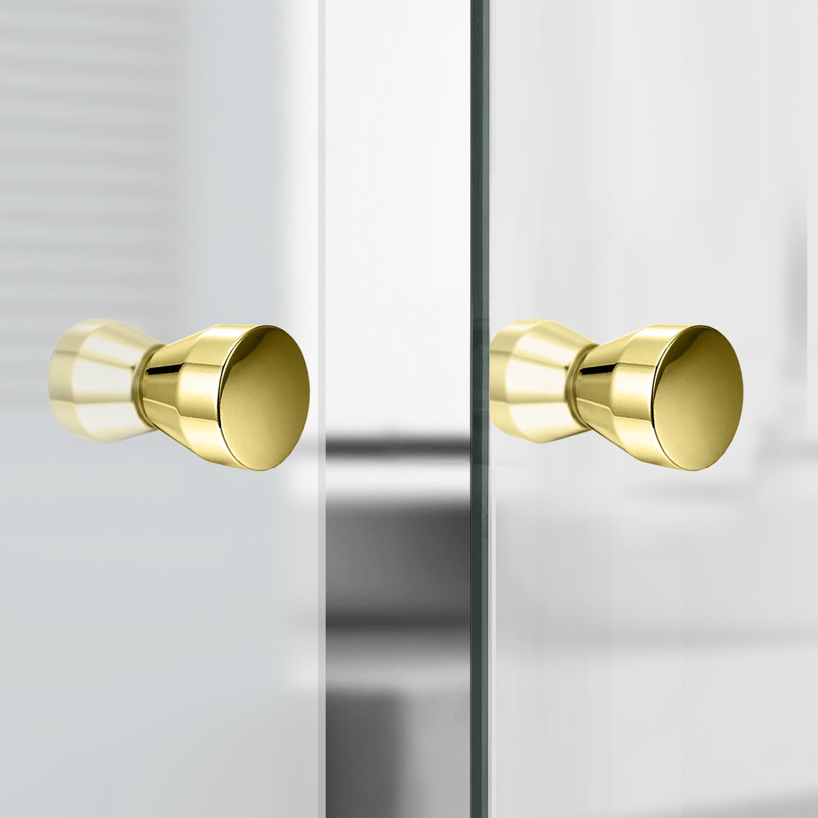 Cone Brushed Brass Aluminium Shower Door Knob Handle Set Of 2