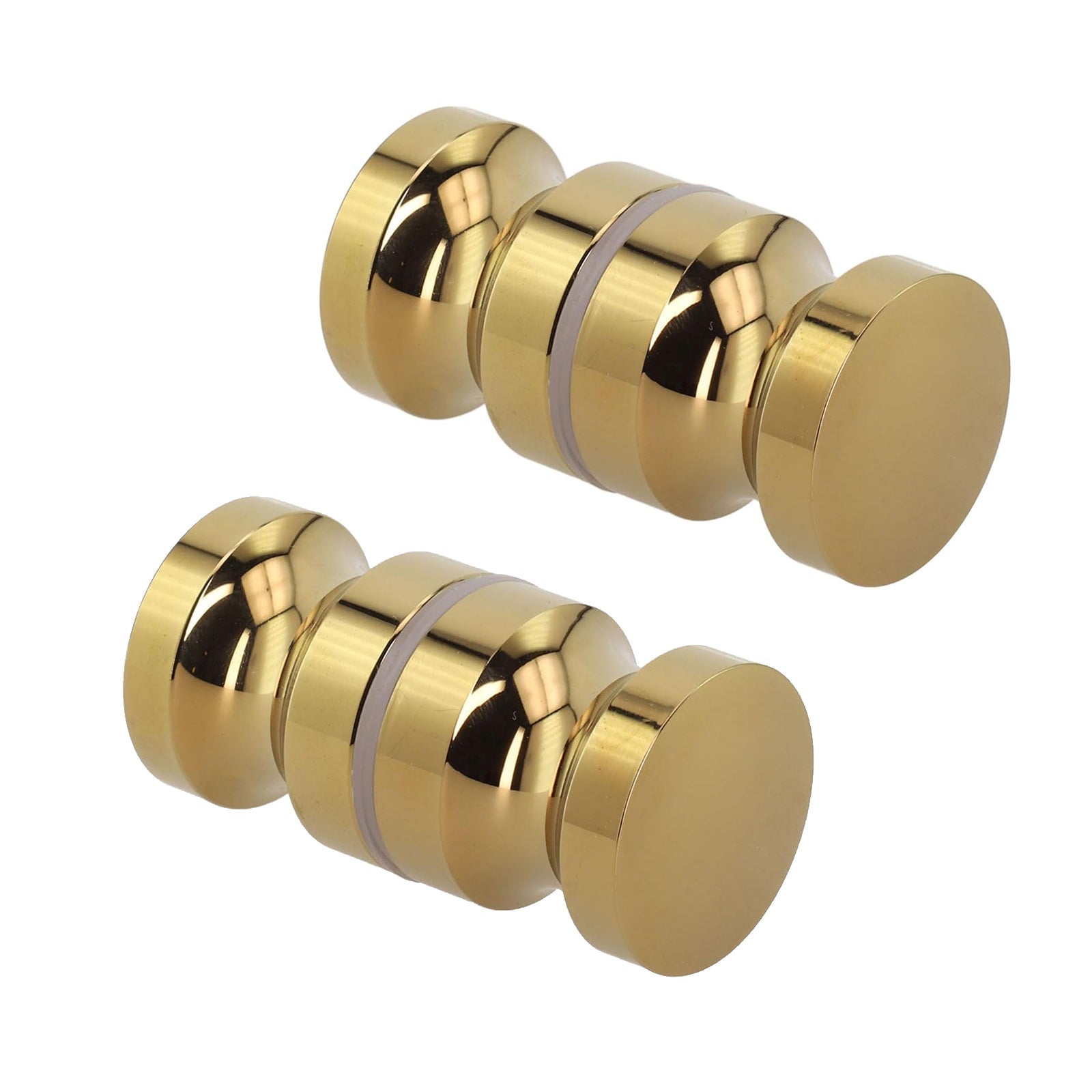 Round Brushed Brass Aluminium Shower Door Knob Handle Set Of 2