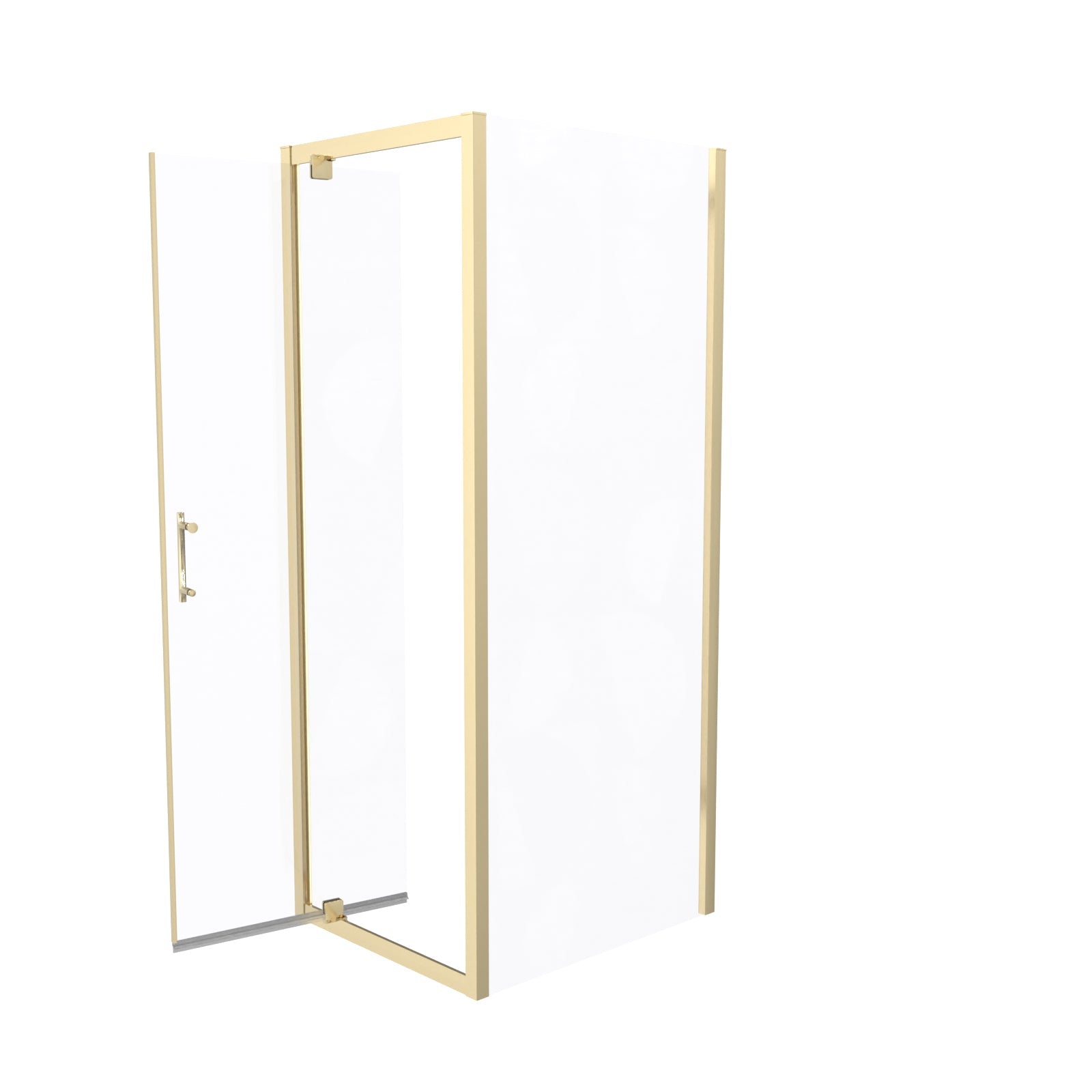 Jupiter 700 x 700mm Brushed Brass Framed Pivot Door Shower Enclosure & Side Panel