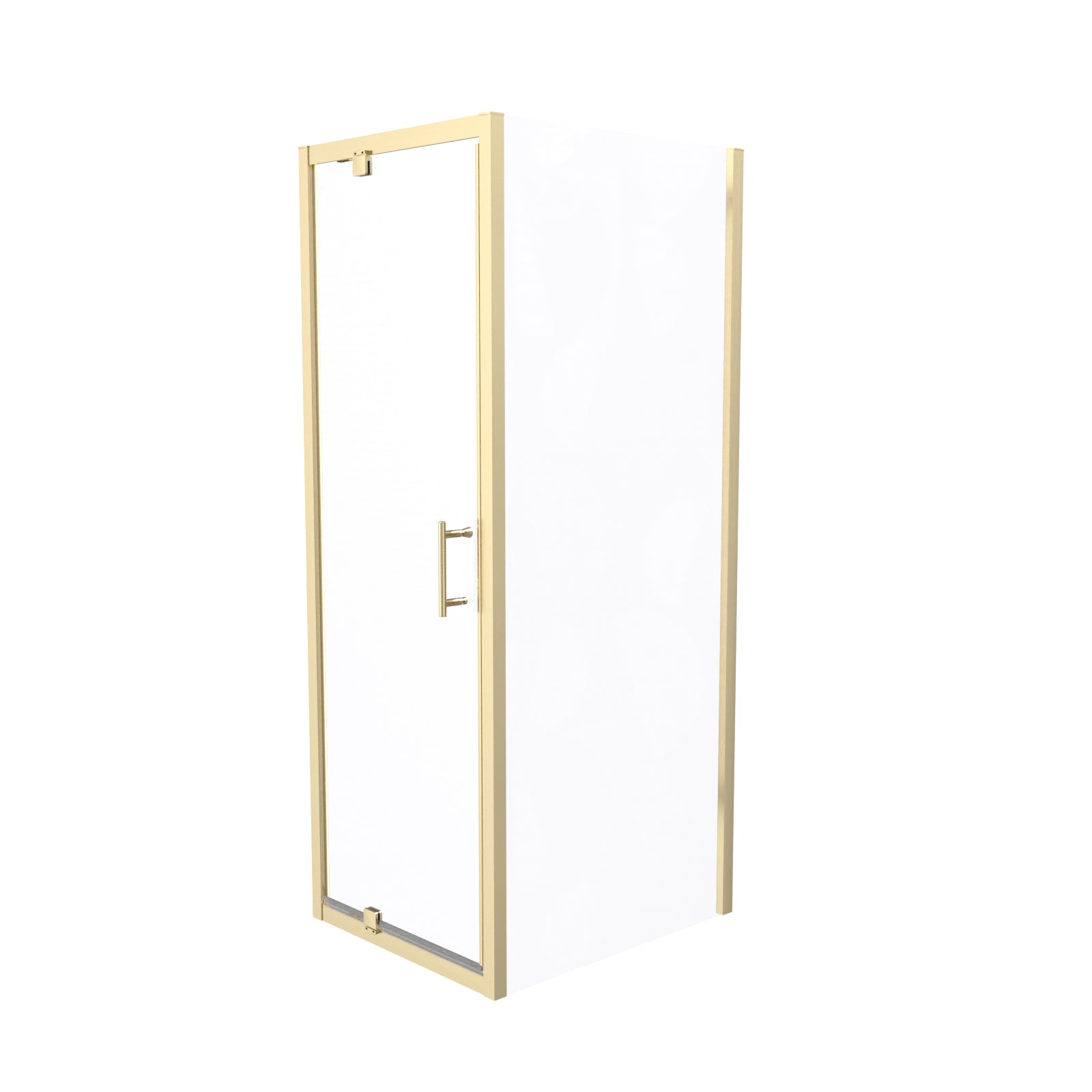 Jupiter 760 x 700mm Brushed Brass Framed Pivot Door Shower Enclosure & Side Panel